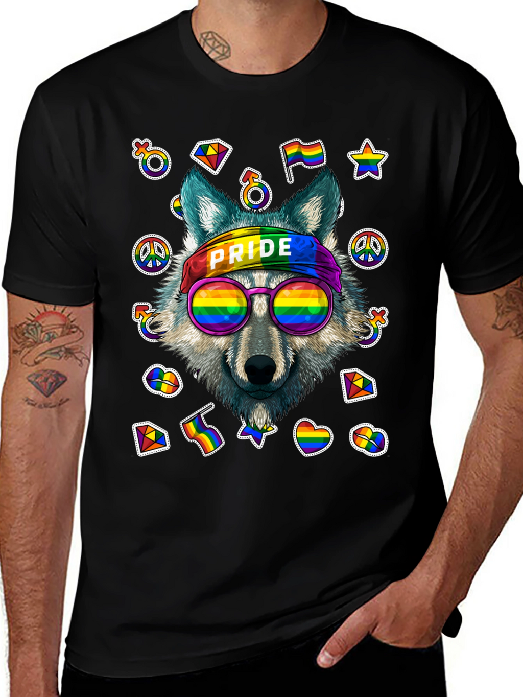 Pride Wolf Graphic Tee - LGBTQ+ Support Shirt