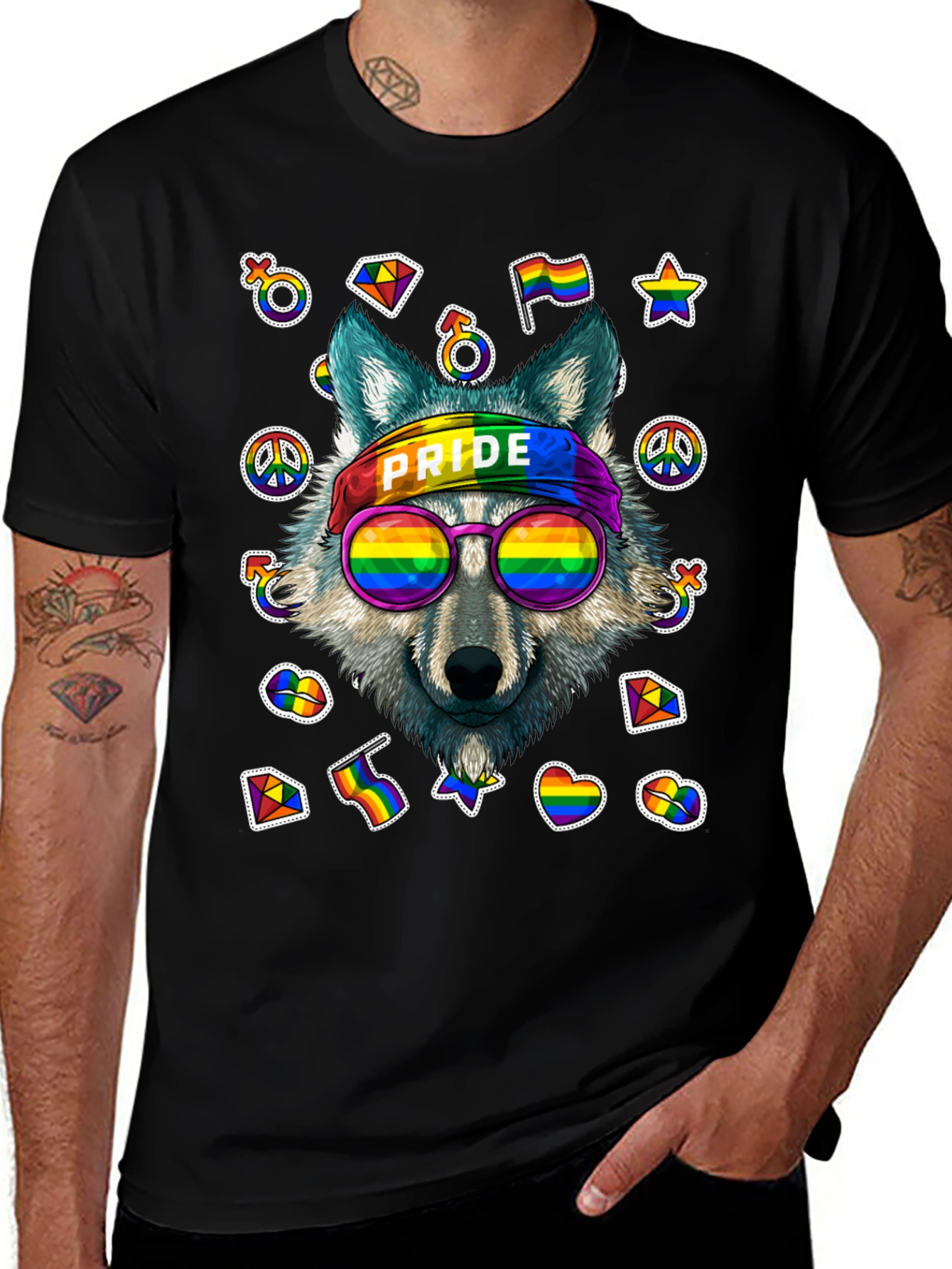 Pride Wolf Graphic Tee - LGBTQ+ Support Shirt