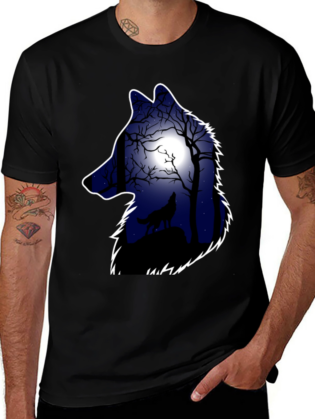 Wolf Silhouette Moon Graphic Tee