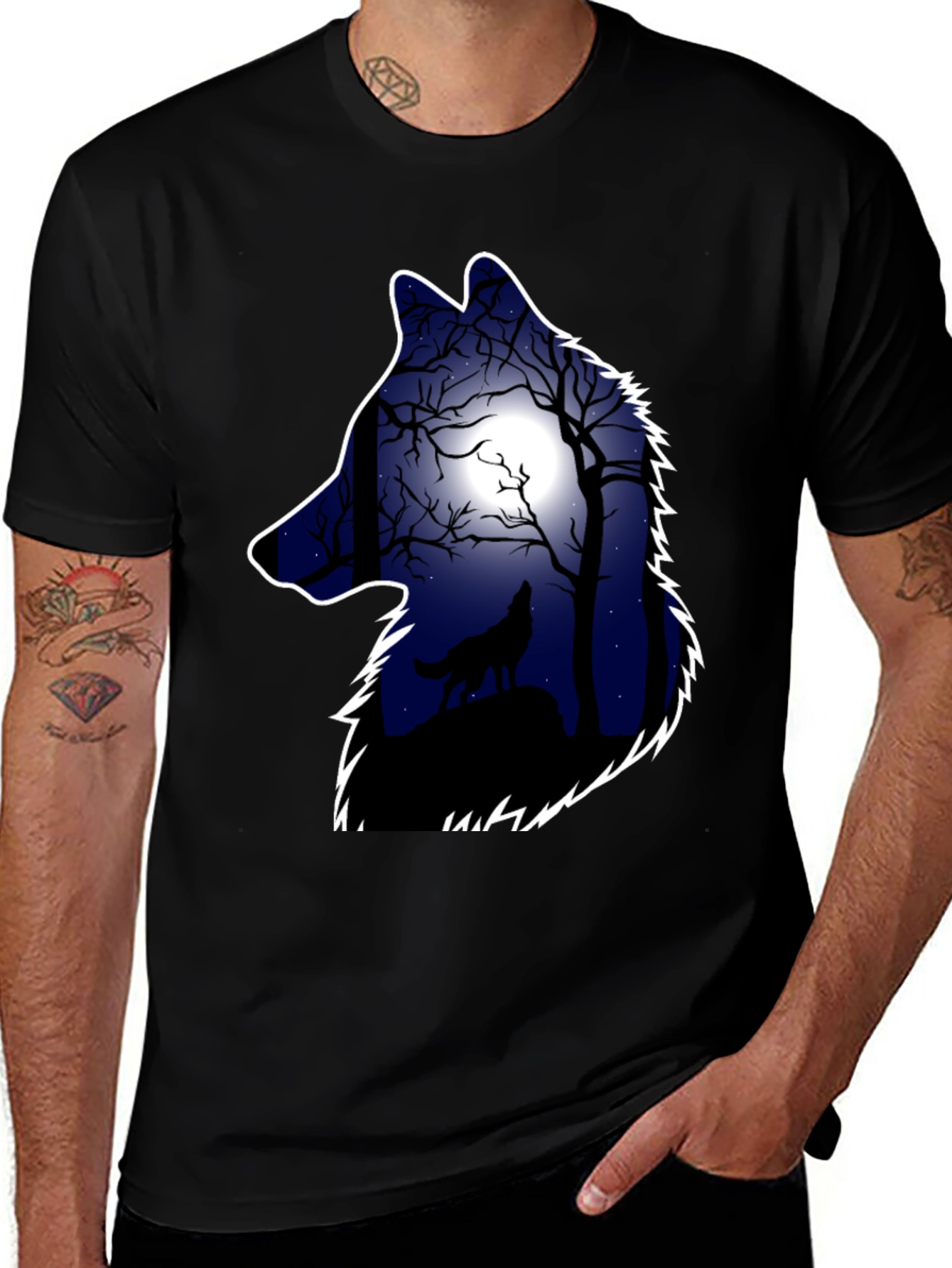 Wolf Silhouette Moon Graphic Tee
