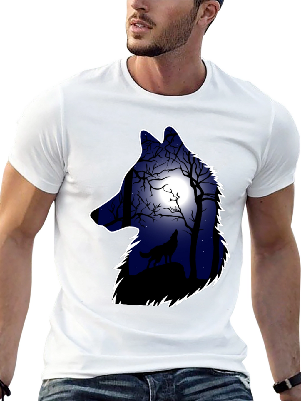 Wolf Silhouette Moon Graphic Tee