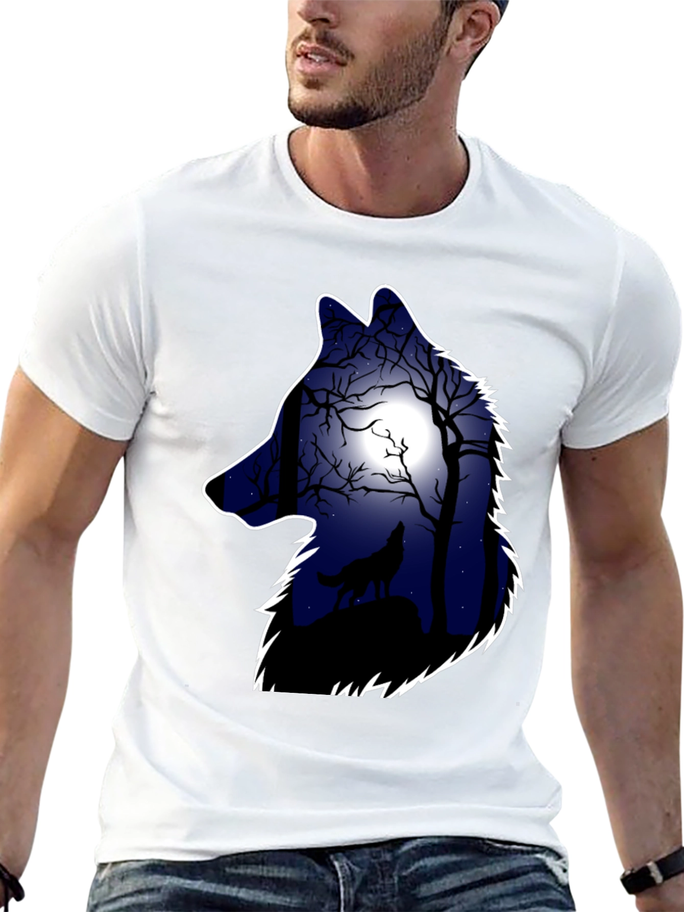 Wolf Silhouette Moon Graphic Tee