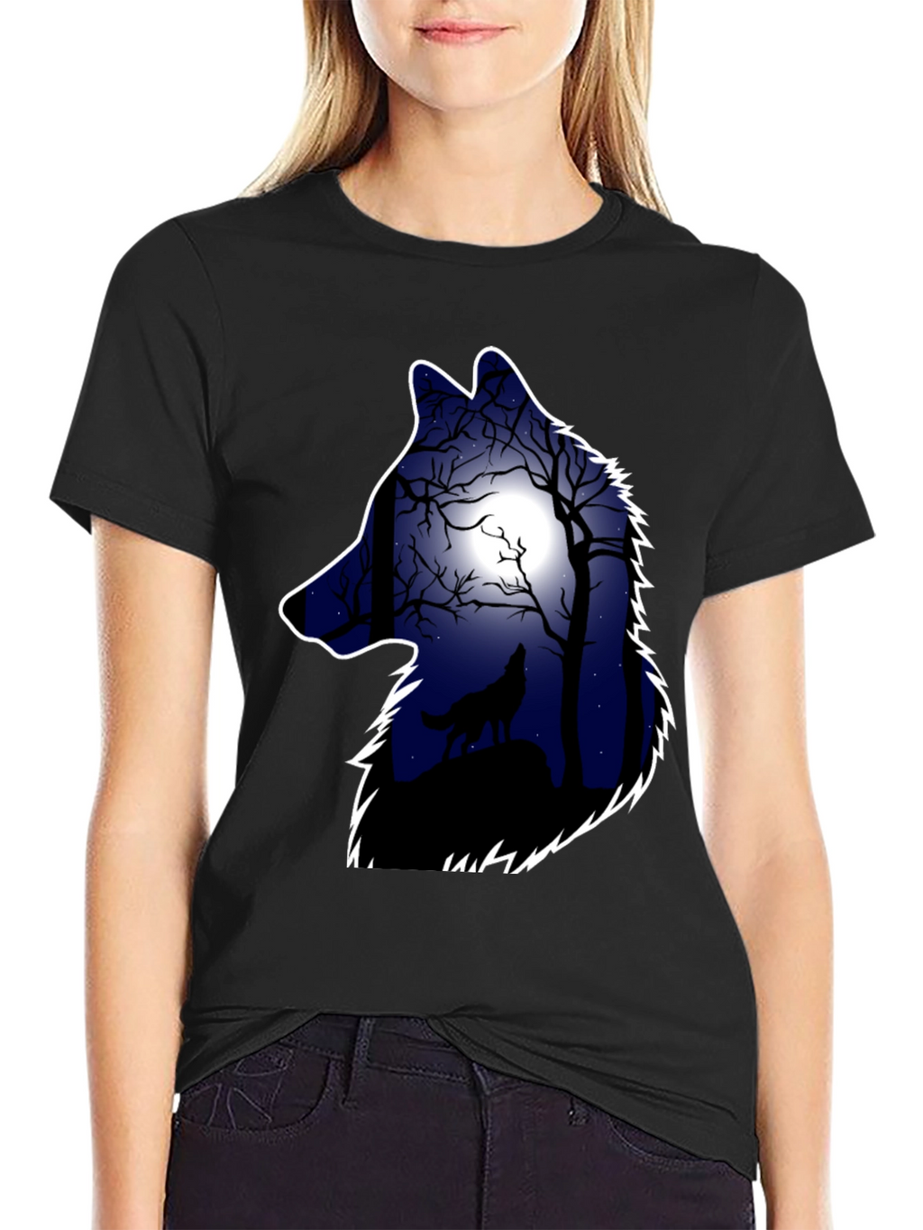 Wolf Silhouette Moon Graphic Tee