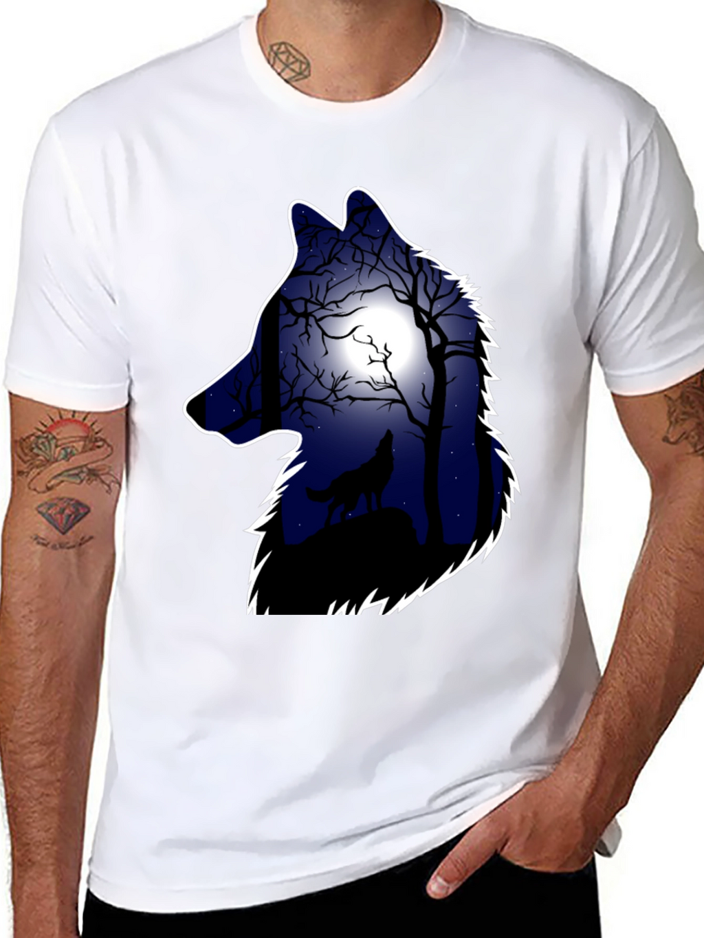 Wolf Silhouette Moon Graphic Tee