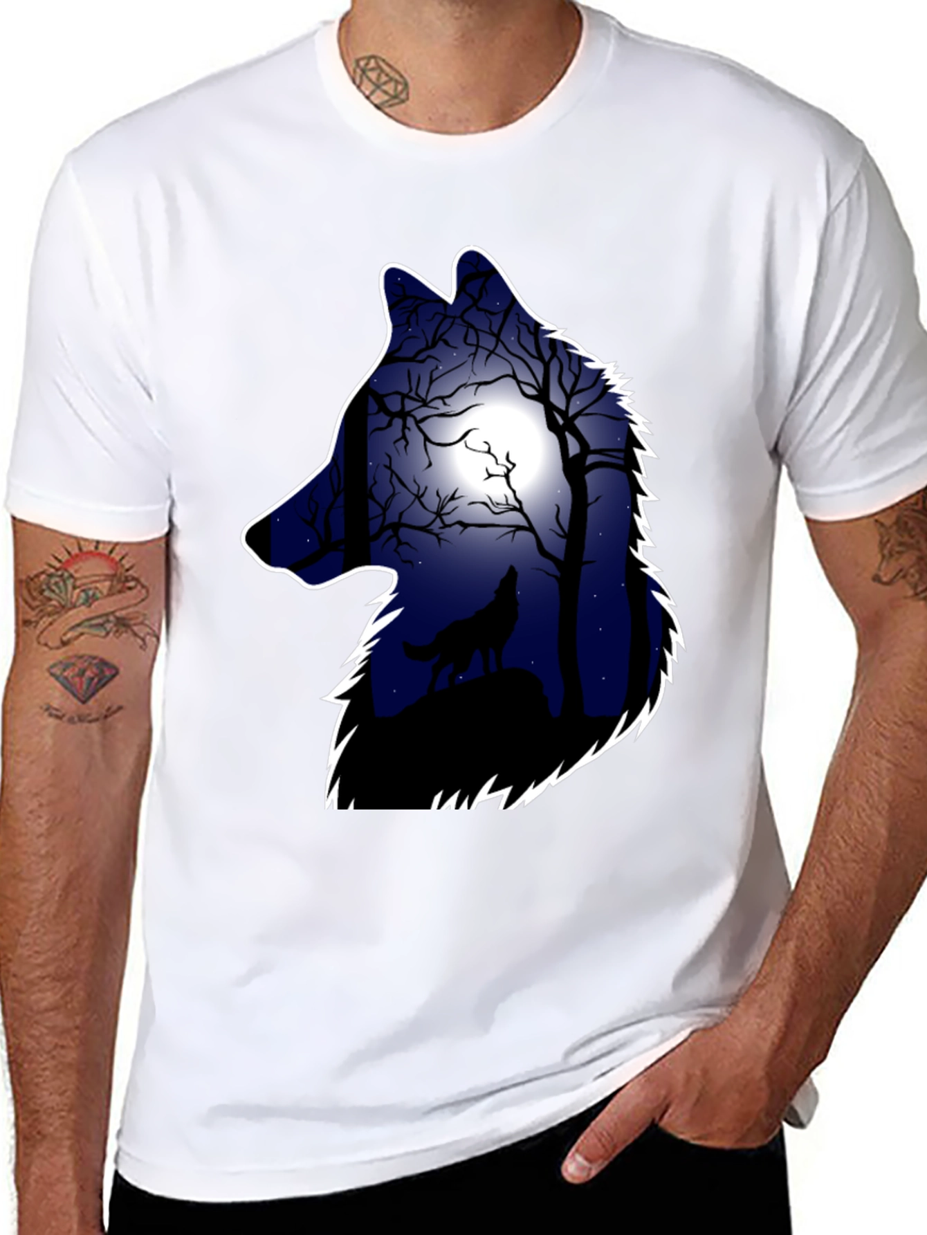 Wolf Silhouette Moon Graphic Tee