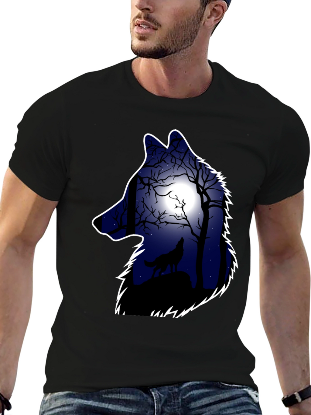 Wolf Silhouette Moon Graphic Tee