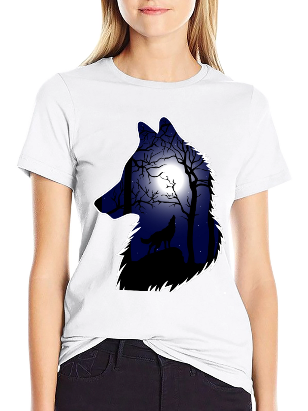Wolf Silhouette Moon Graphic Tee