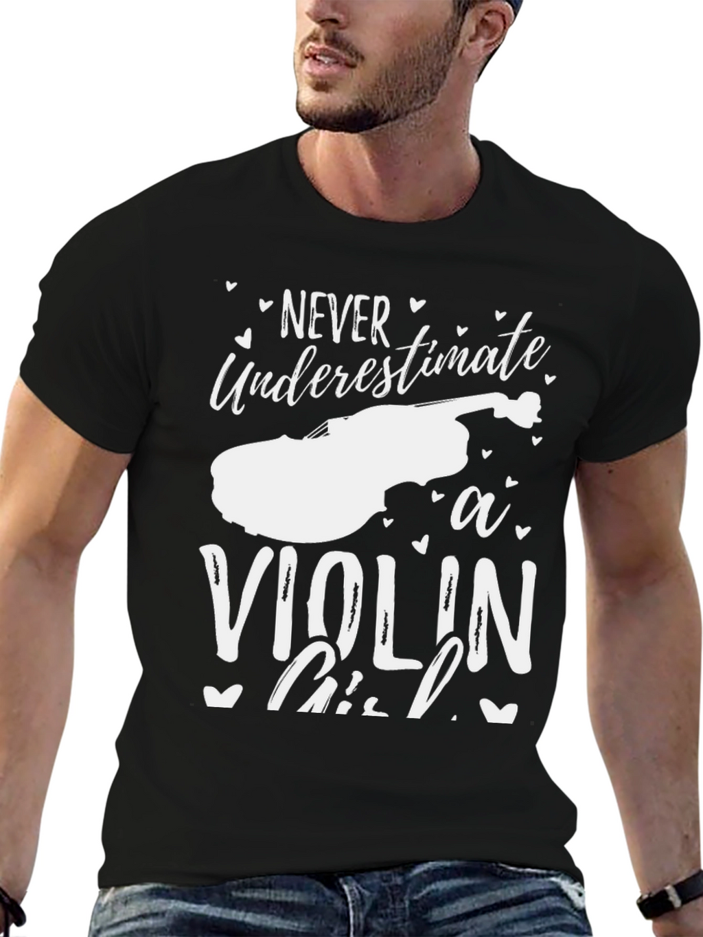 Never Underestimate a Violin Girl Black T-Shirt