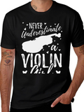 Never Underestimate a Violin Girl Black T-Shirt