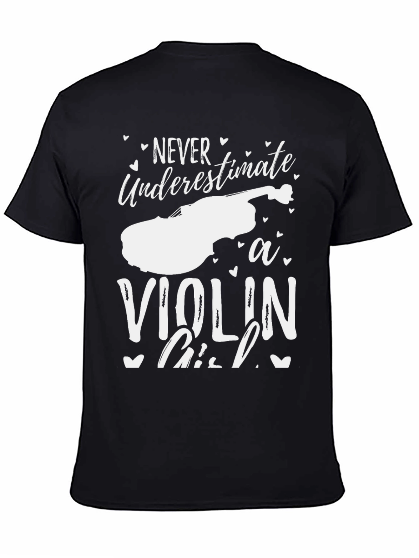 Never Underestimate a Violin Girl Black T-Shirt