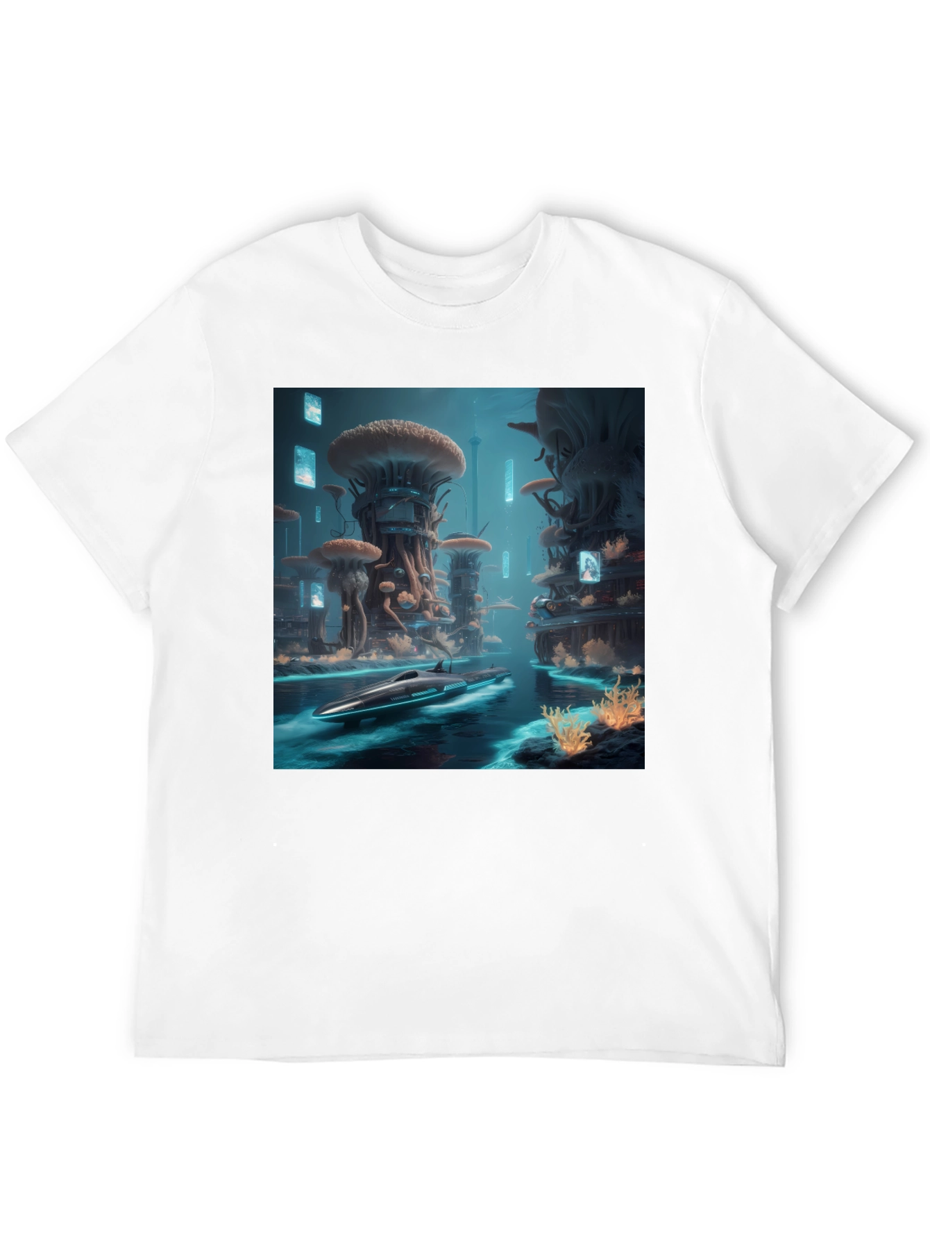 Sci-Fi Cityscape Black T-Shirt