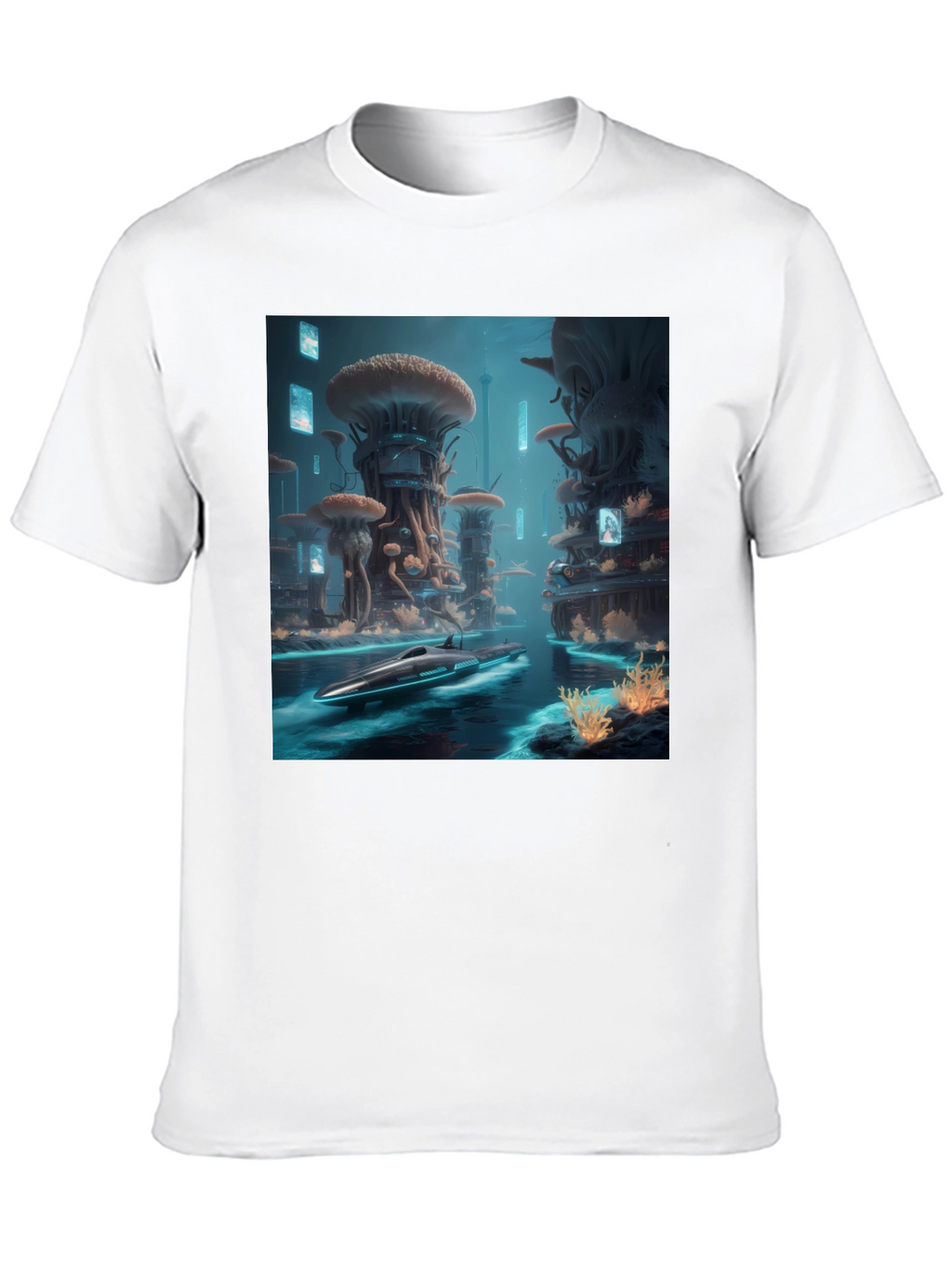 Sci-Fi Cityscape Black T-Shirt