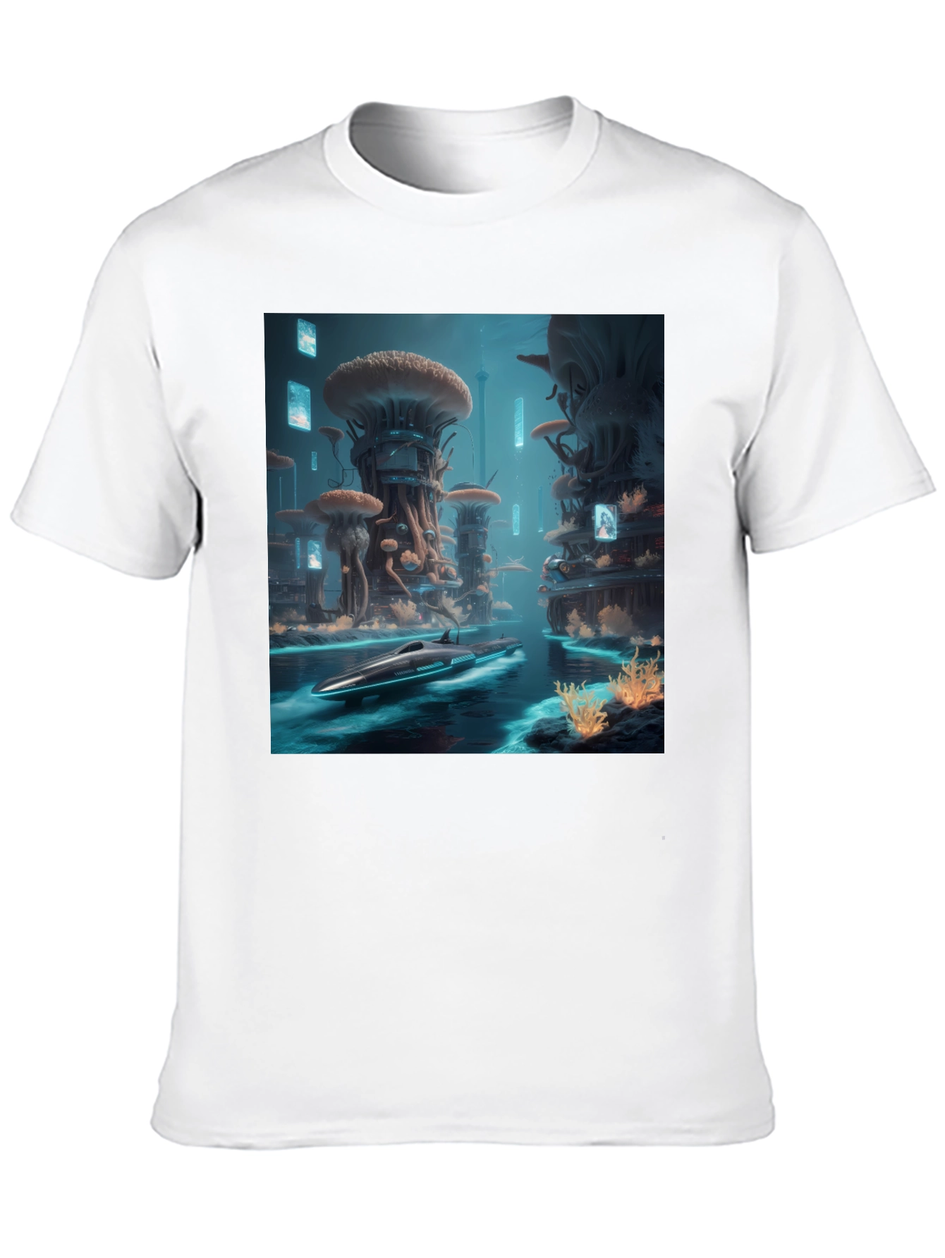 Sci-Fi Cityscape Black T-Shirt