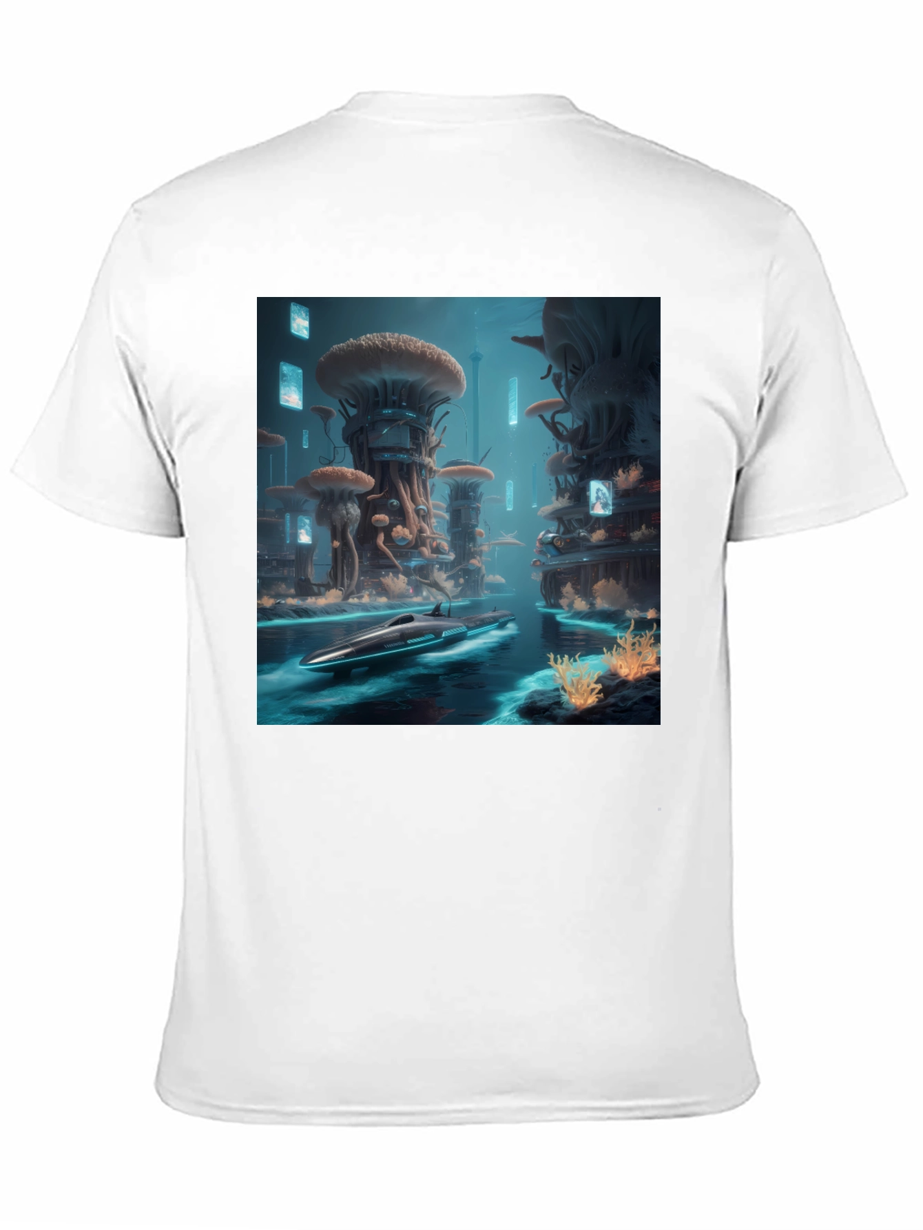 Sci-Fi Cityscape Black T-Shirt