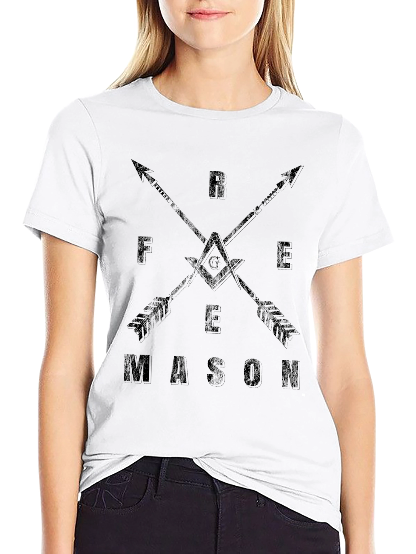 Freemason Arrow Design T-Shirt - Classic Black Cotton Tee