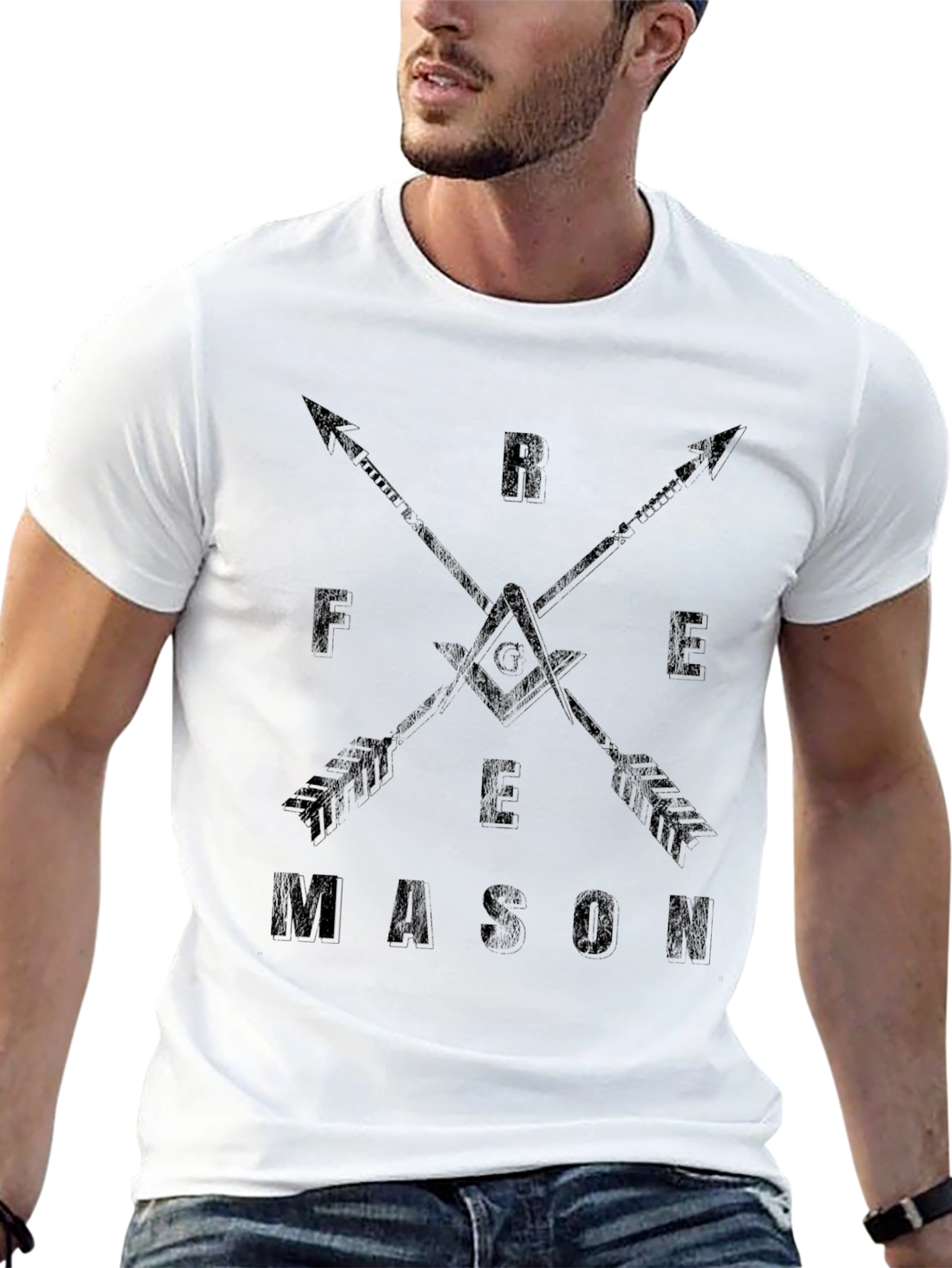 Freemason Arrow Design T-Shirt - Classic Black Cotton Tee