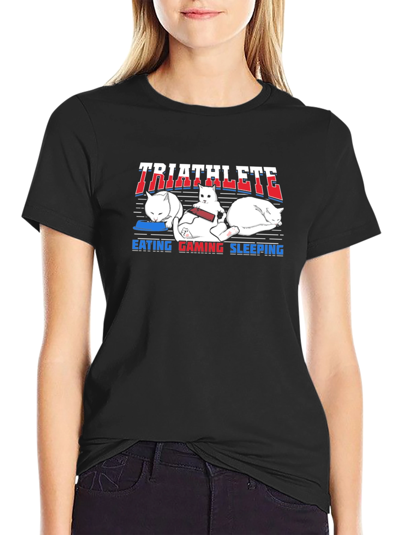 Triathlete Cat Lover T-Shirt Funny Cute Design