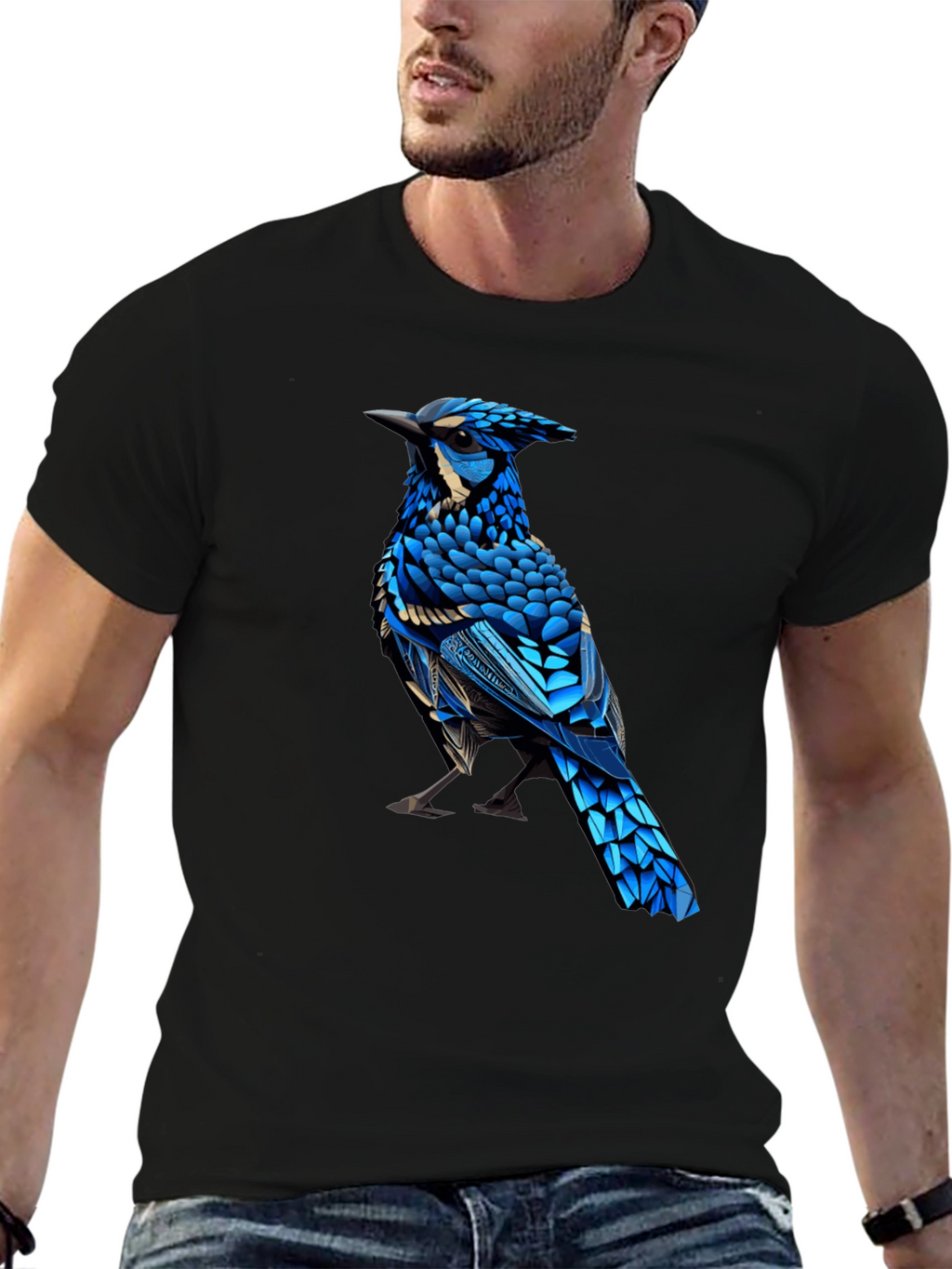 Blue Jay Graphic Print Crew Neck T-Shirt