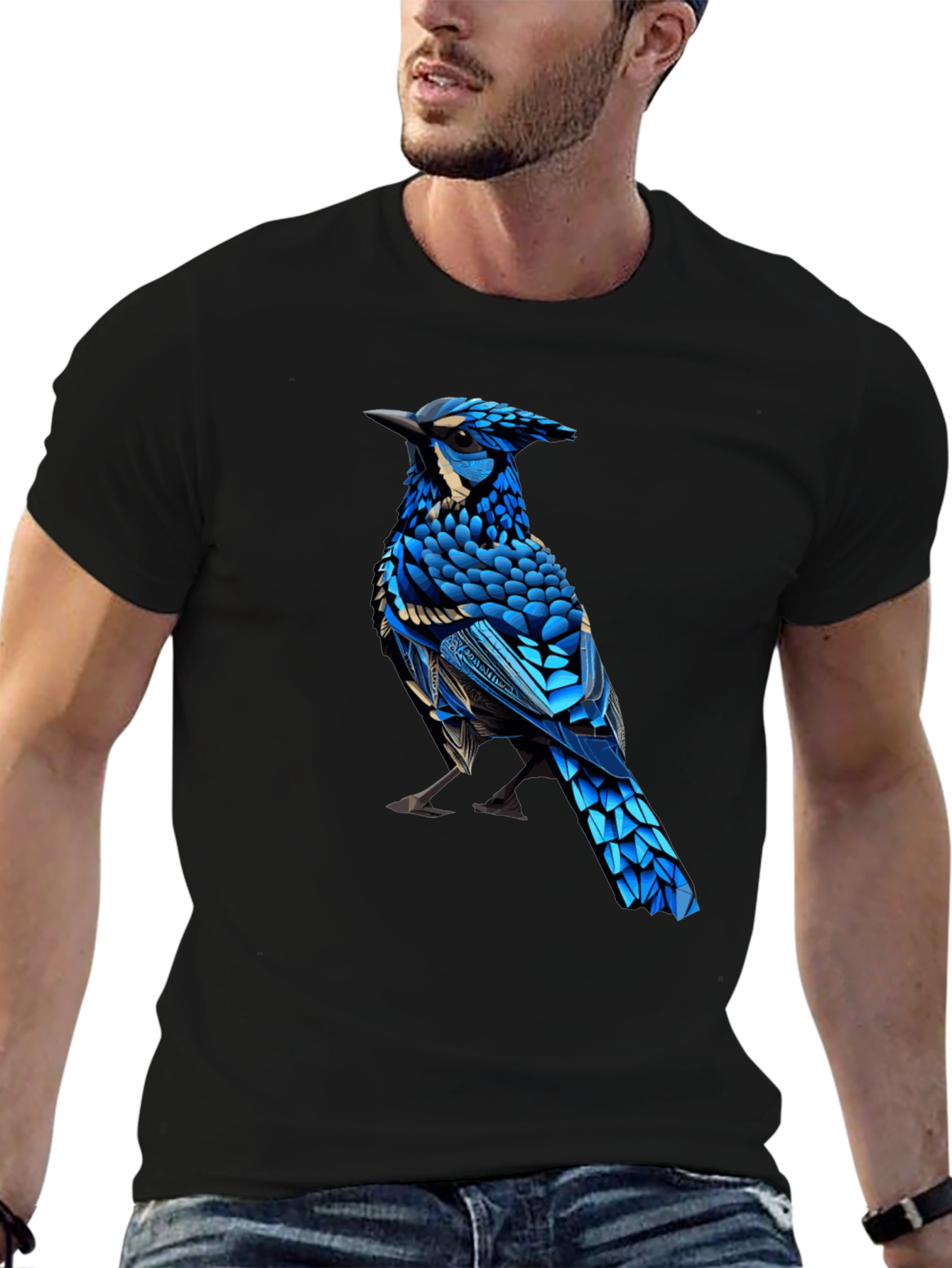 Blue Jay Graphic Print Crew Neck T-Shirt