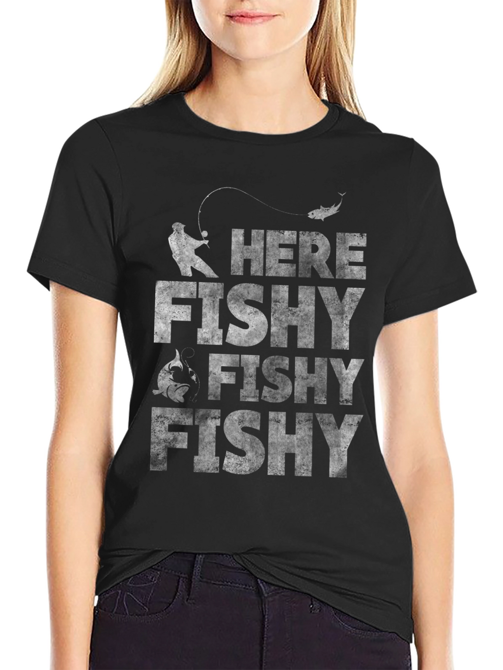 Here Fishy Fishy Graphic Tee - Fishing Lover