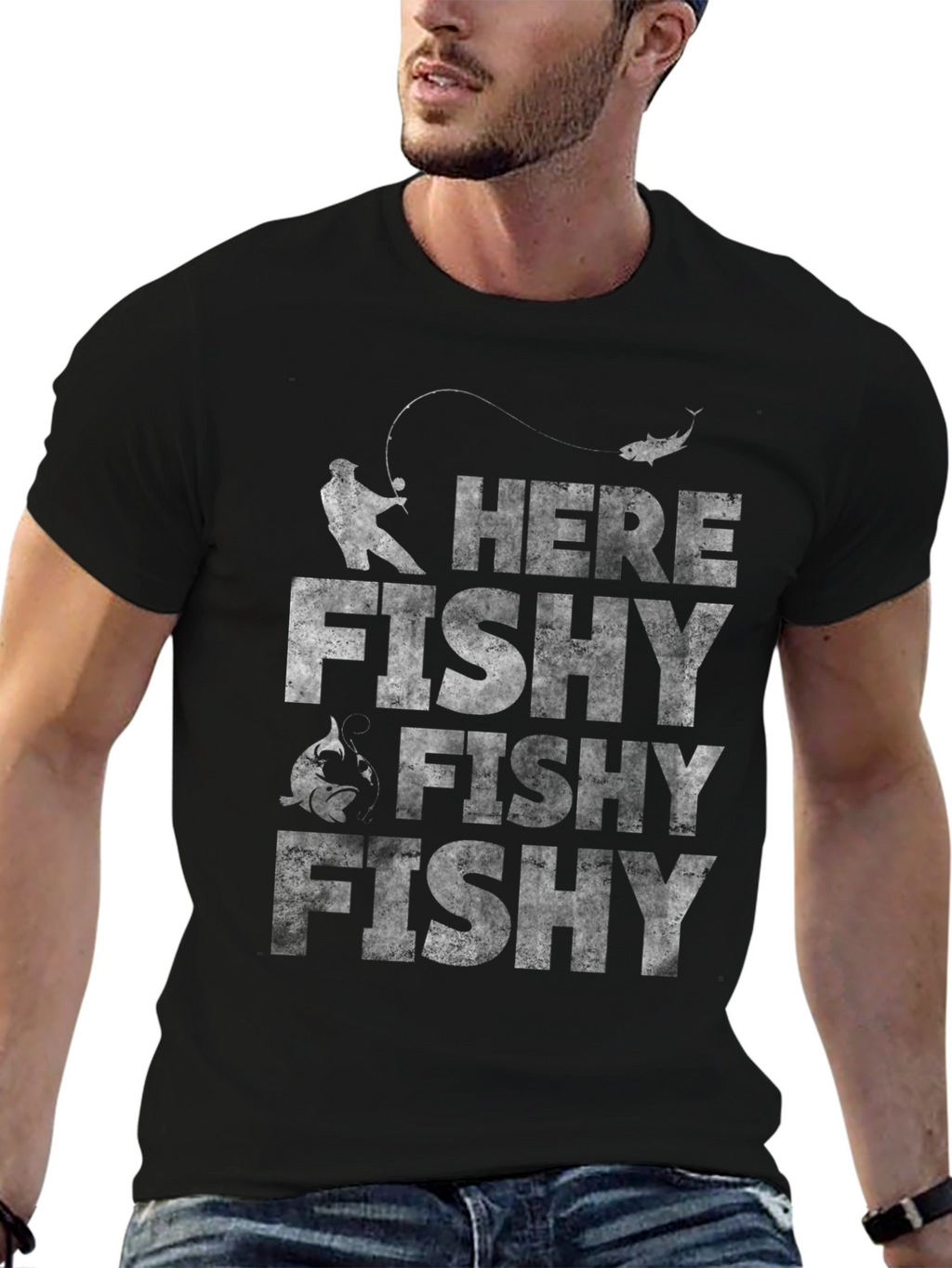 Here Fishy Fishy Graphic Tee - Fishing Lover