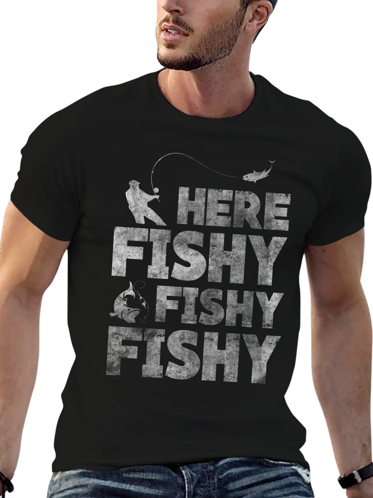 Here Fishy Fishy Graphic Tee - Fishing Lover