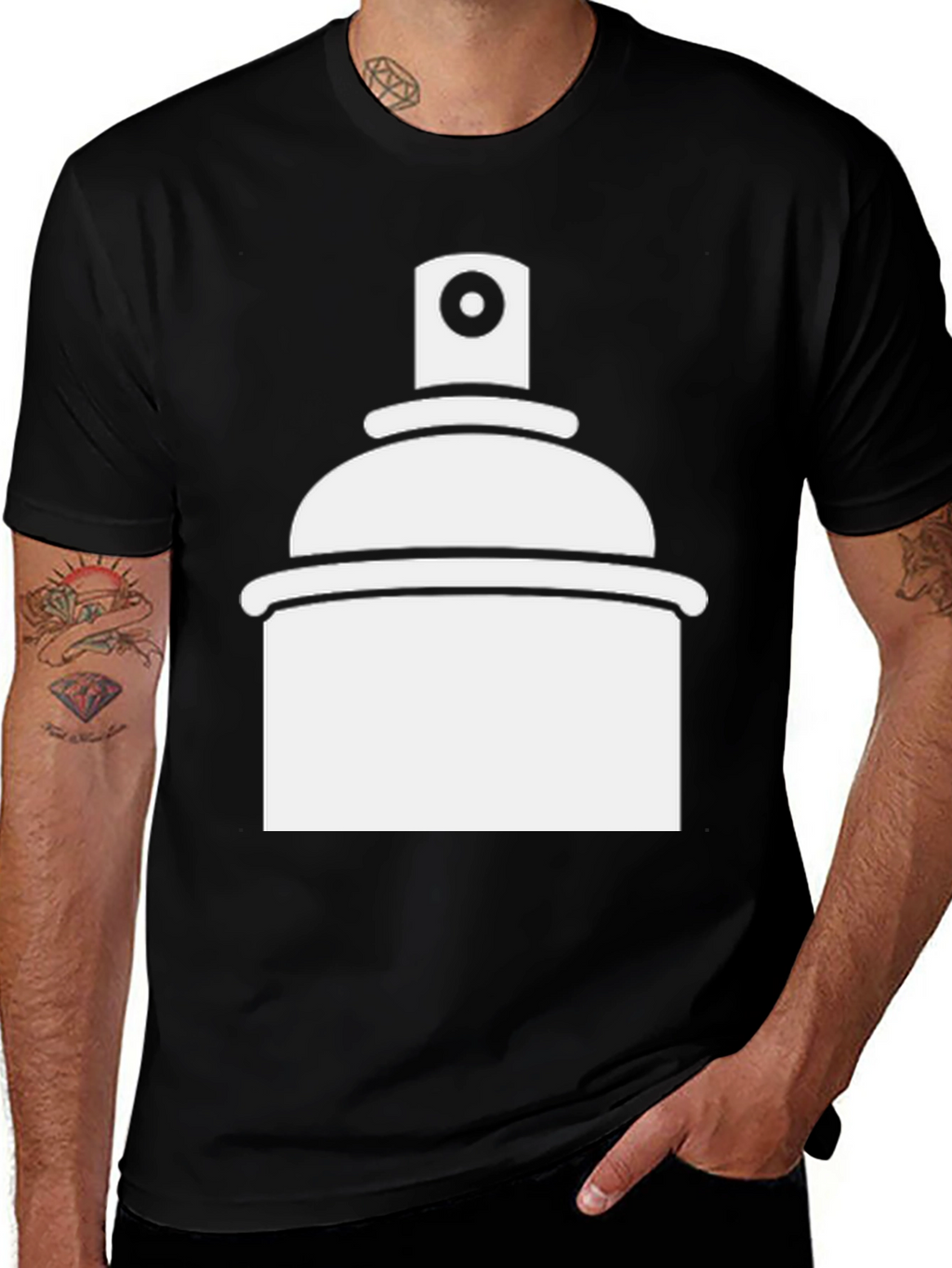 Spray Paint Graphic Tee - Black Casual T-Shirt