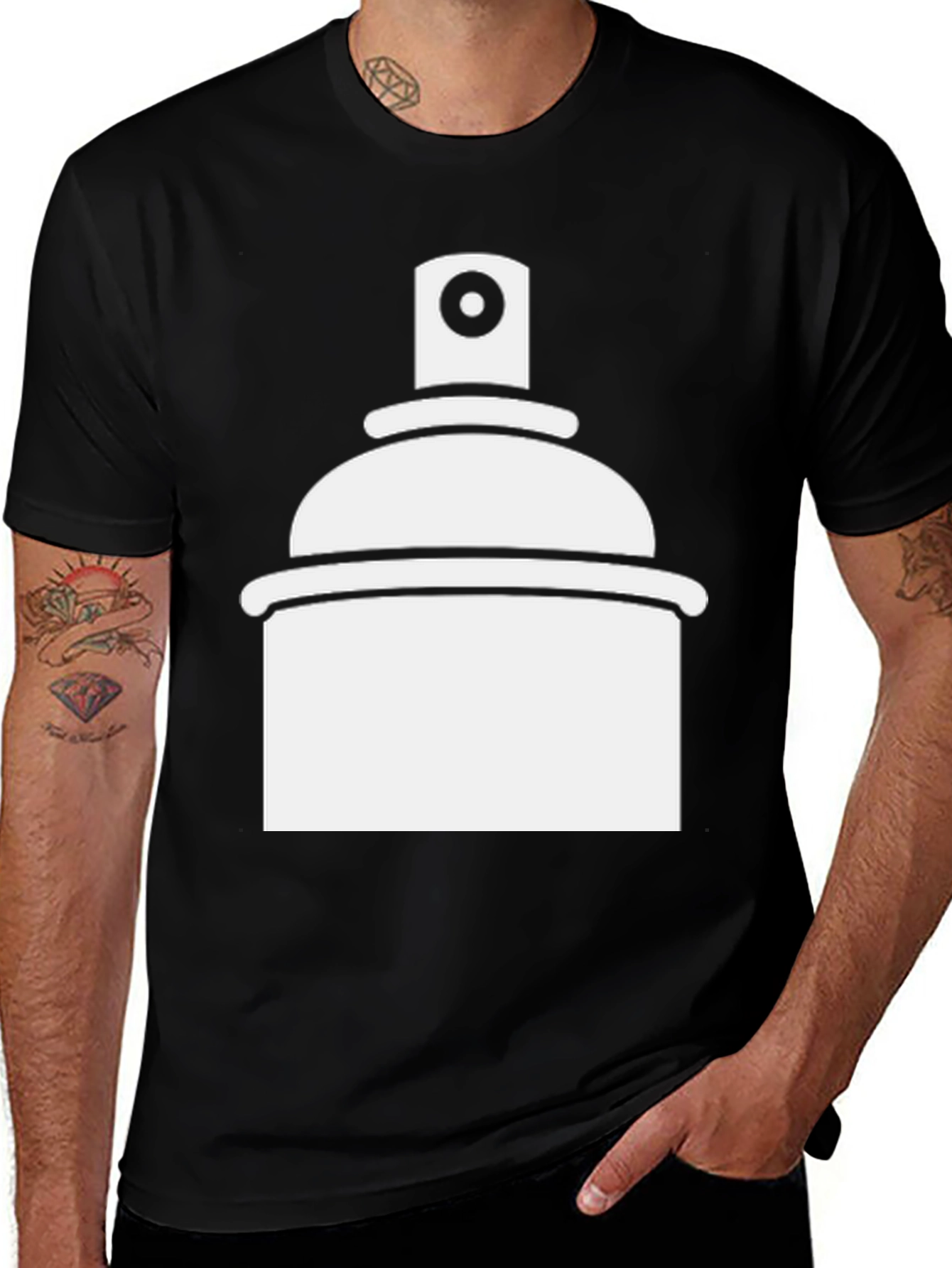 Spray Paint Graphic Tee - Black Casual T-Shirt