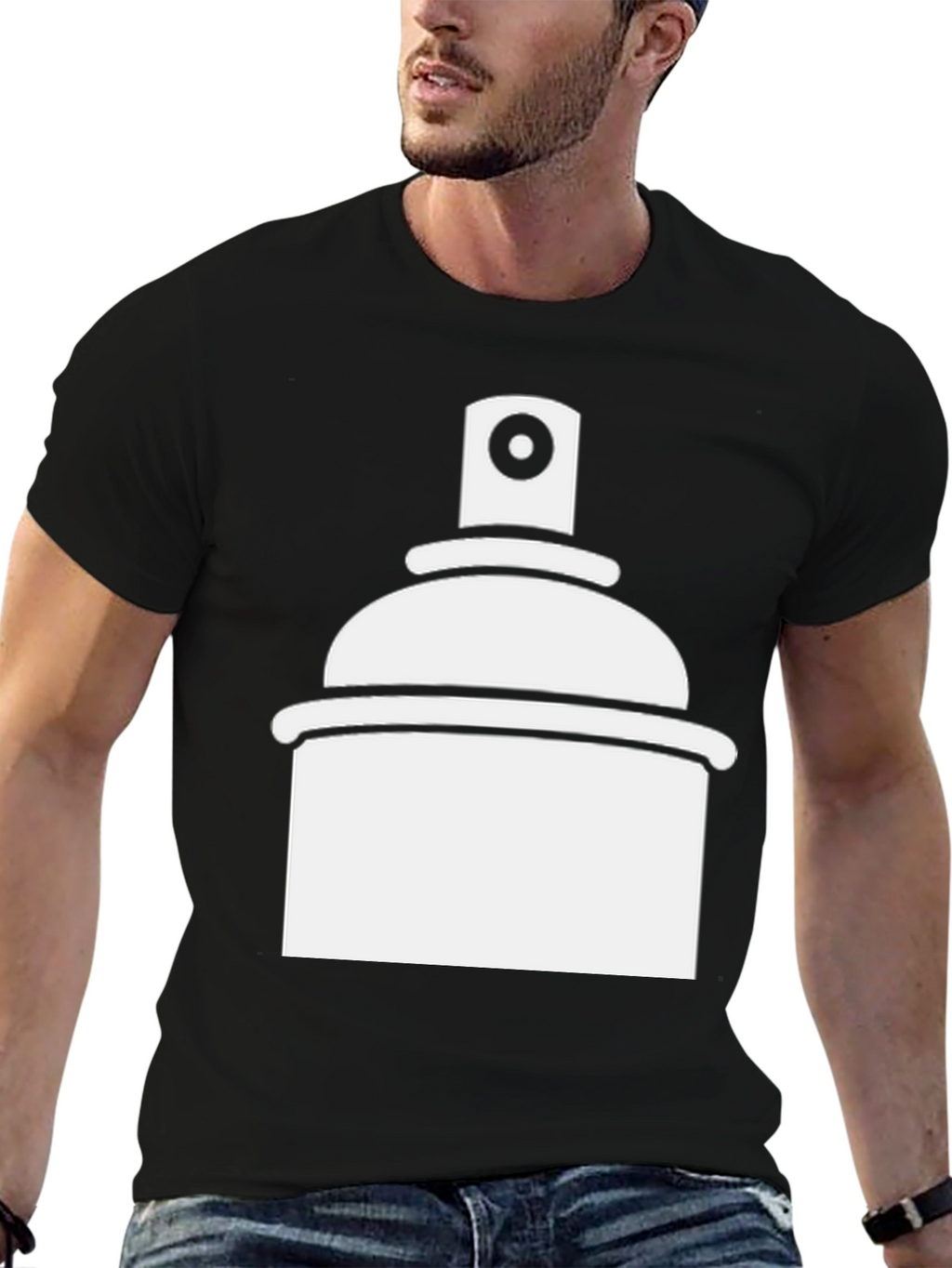 Spray Paint Graphic Tee - Black Casual T-Shirt