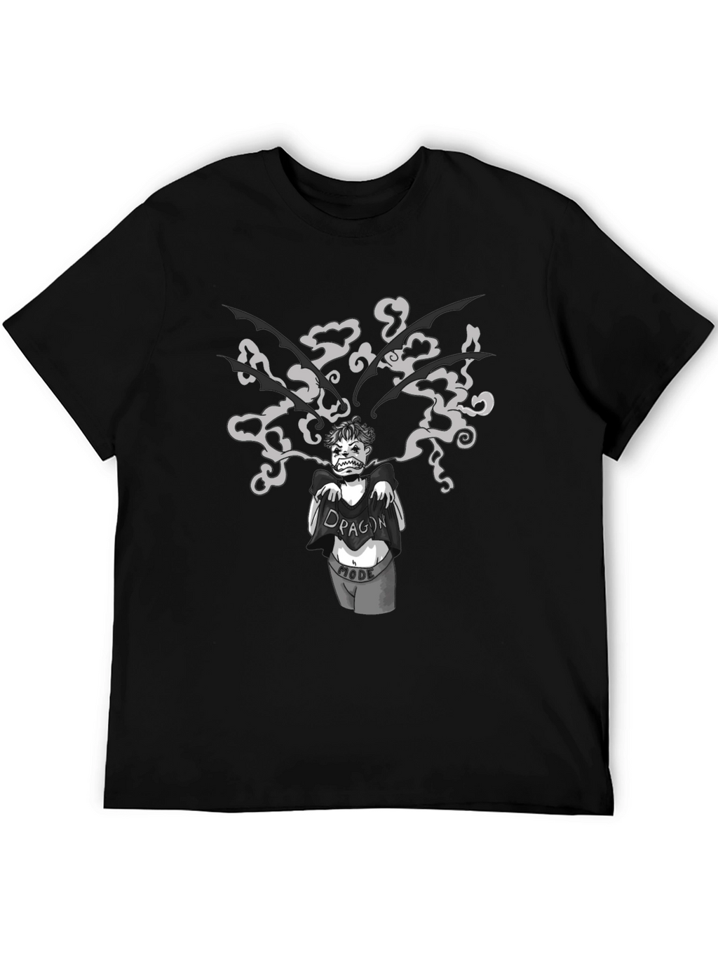 Dragon Mode Graphic Print Black T-Shirt