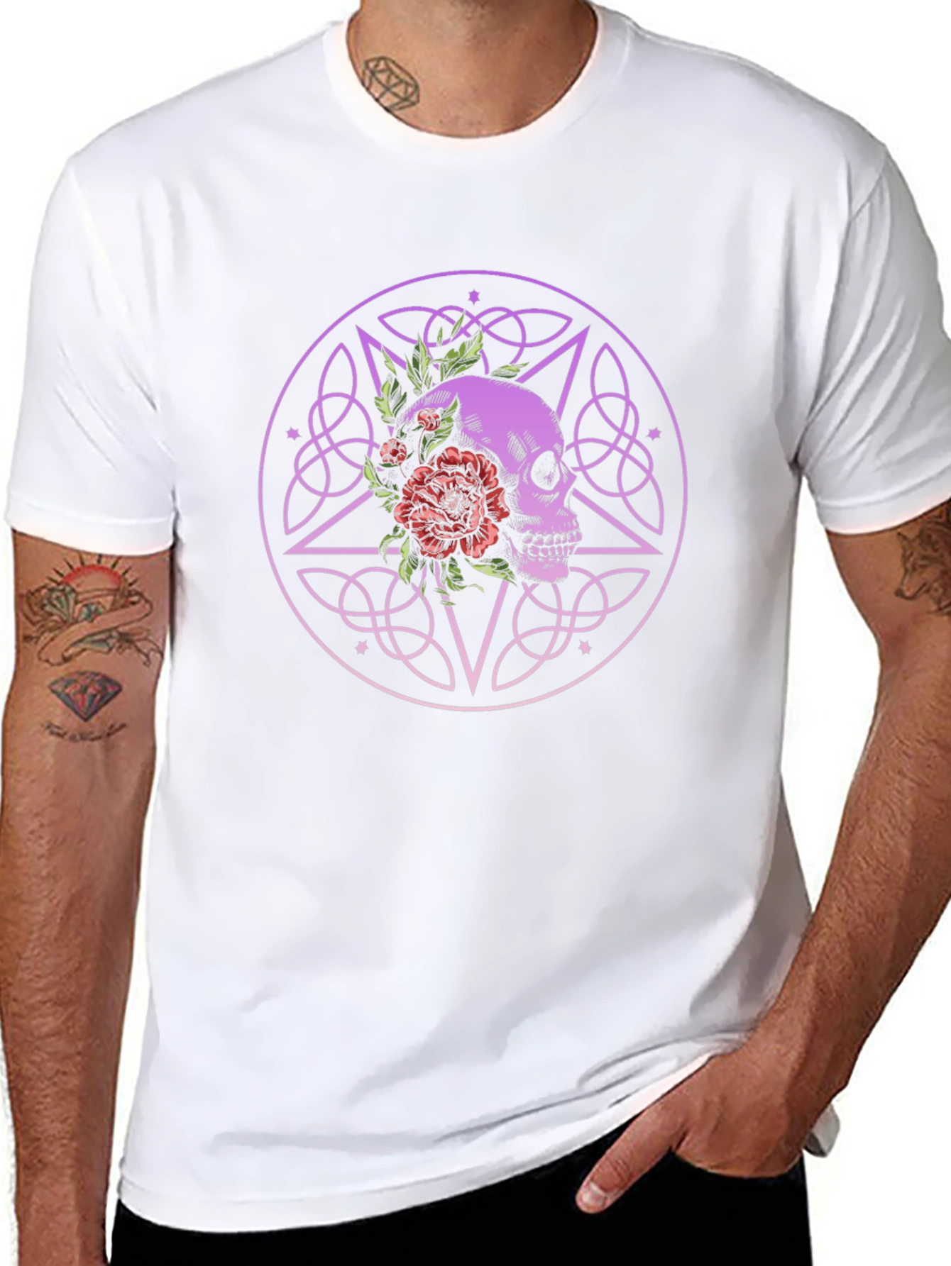 Skull & Flowers Graphic Tee - Gothic Style