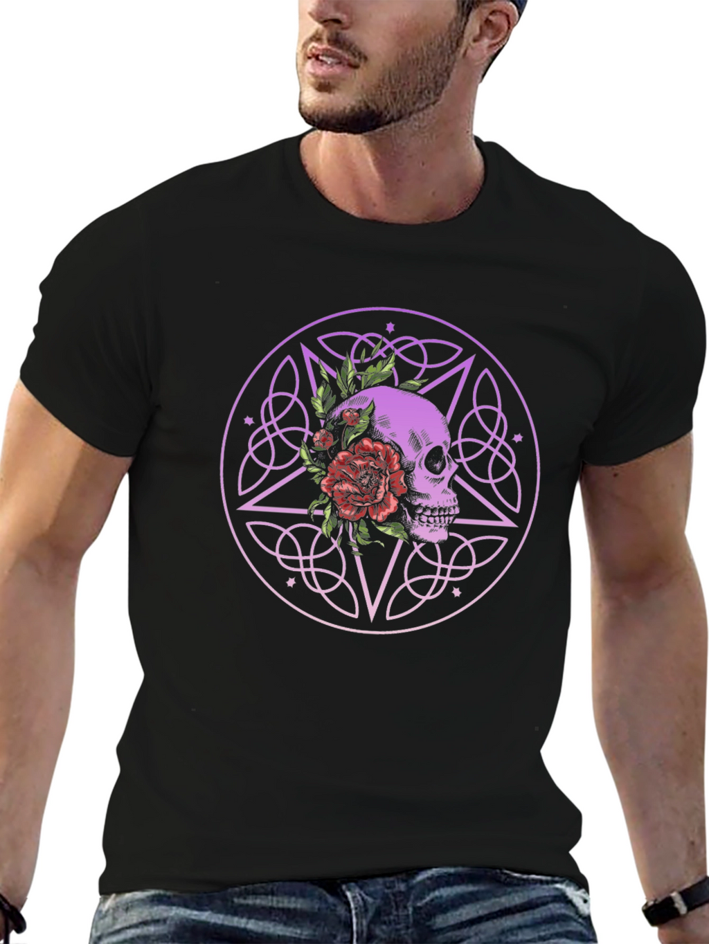 Skull & Flowers Graphic Tee - Gothic Style