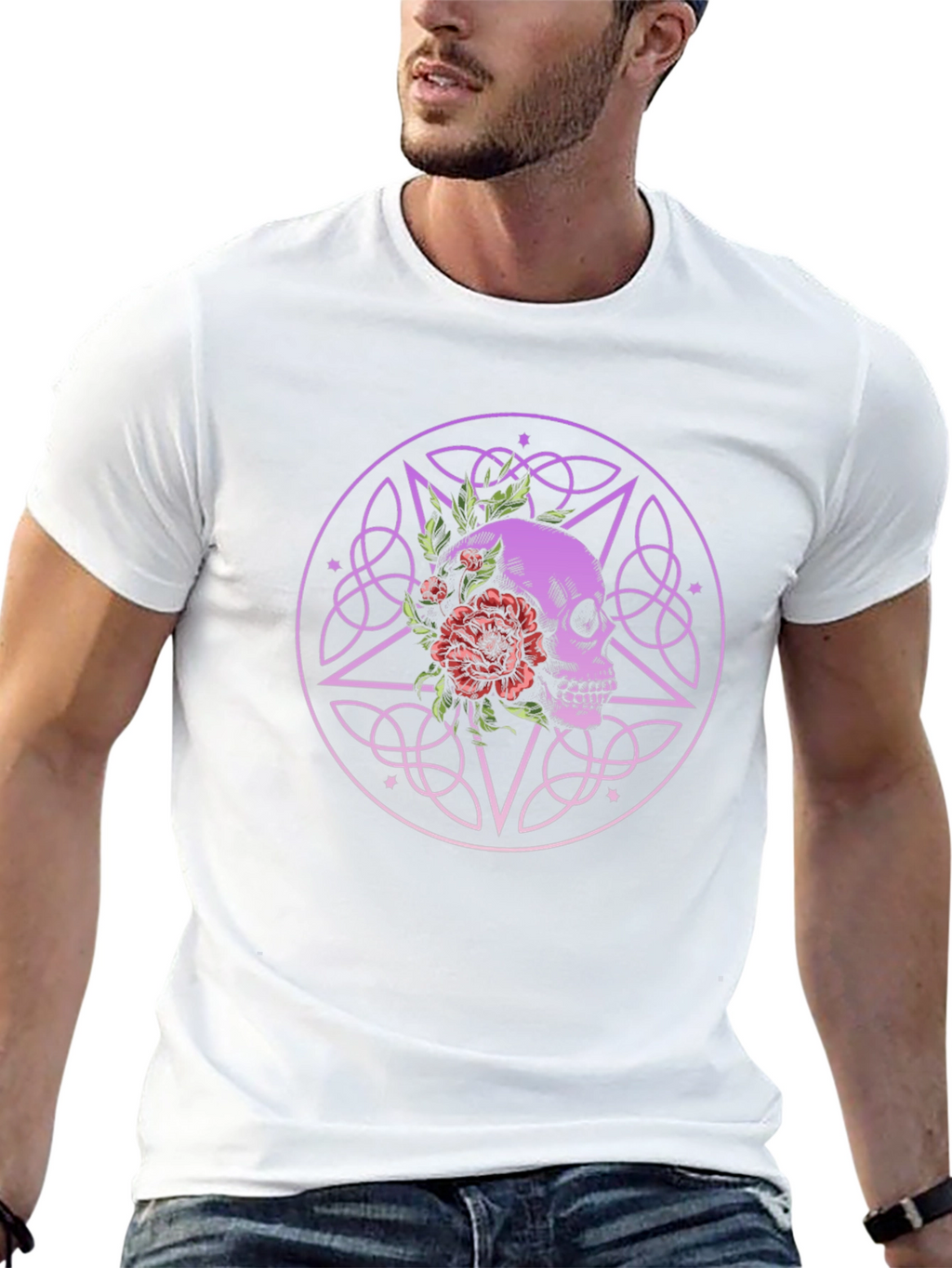 Skull & Flowers Graphic Tee - Gothic Style