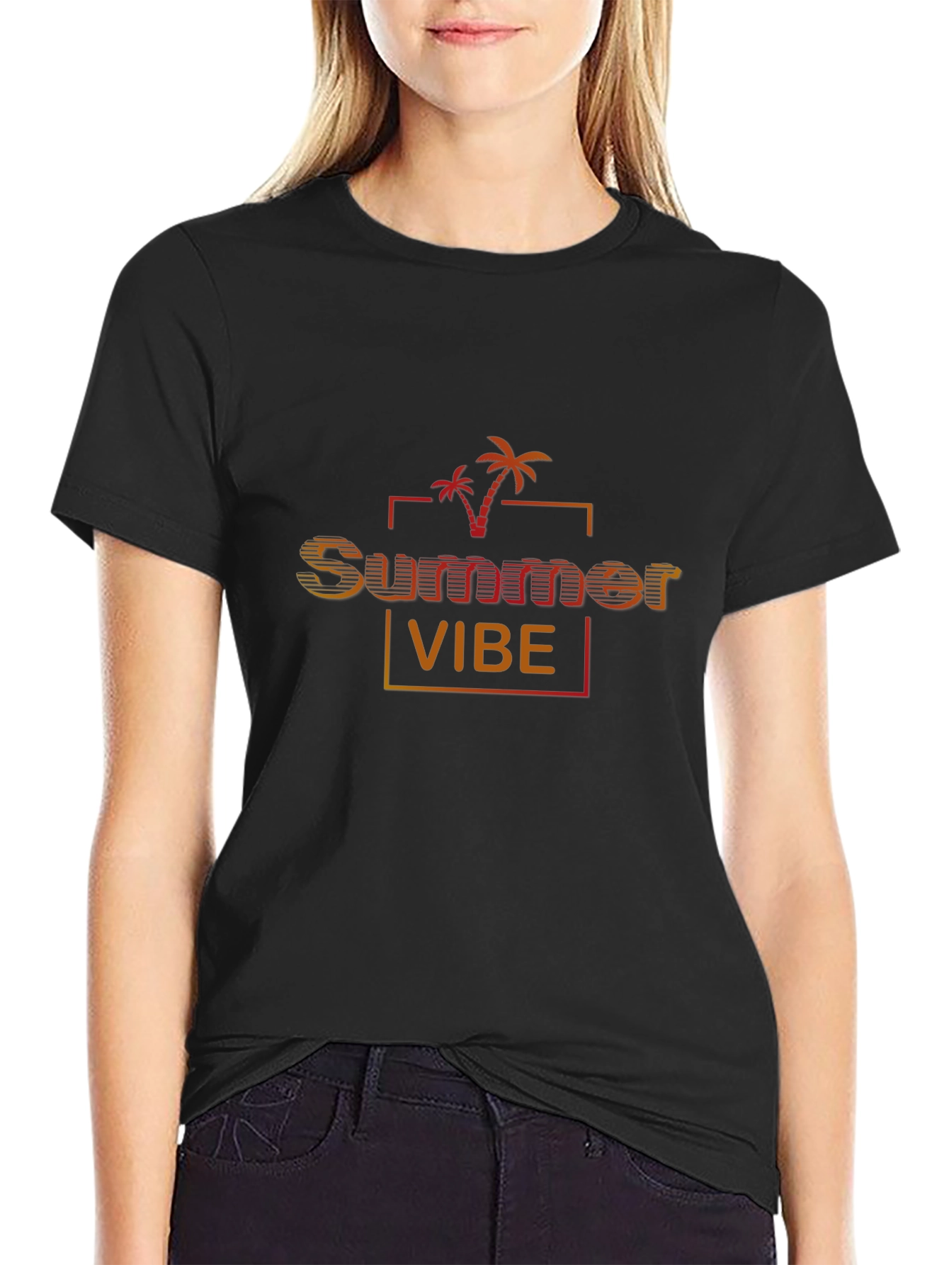 Summer Vibe Black Graphic Tee for Men