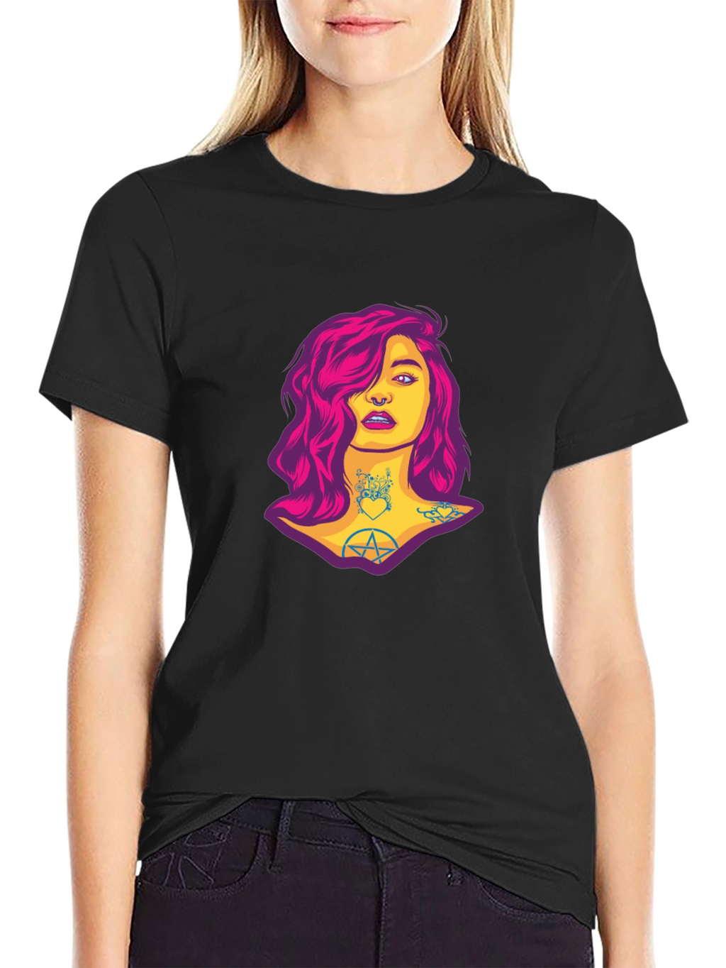 Edgy Woman Graphic Tee - Black