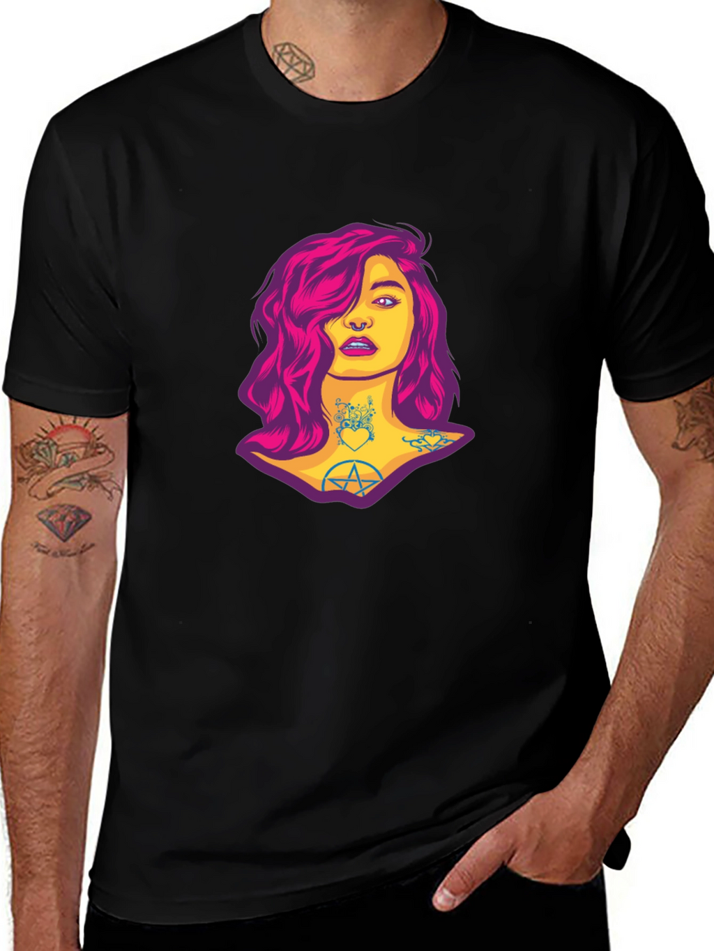 Edgy Woman Graphic Tee - Black