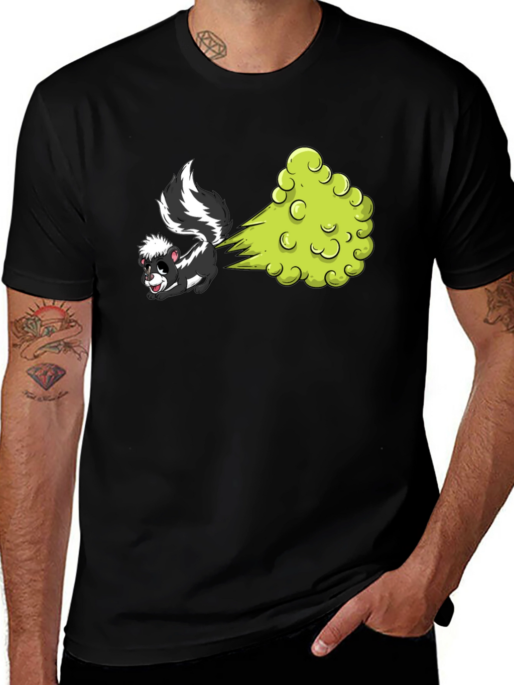 Funny Skunk Cartoon Graphic T-Shirt