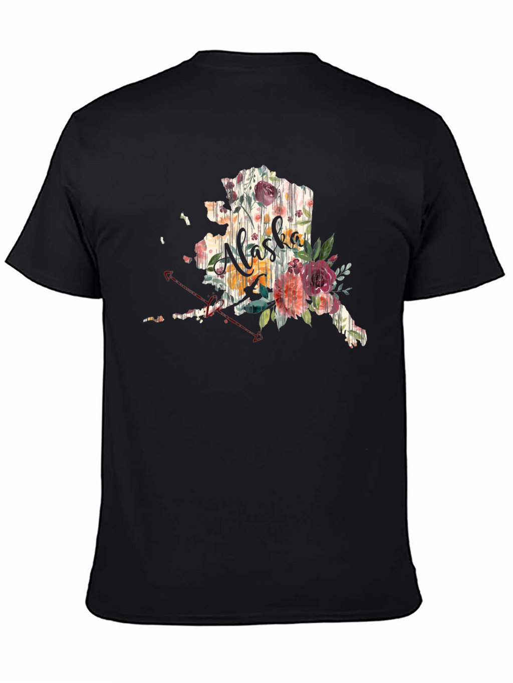 Floral Alaska Graphic Tee - Unisex Black T-Shirt