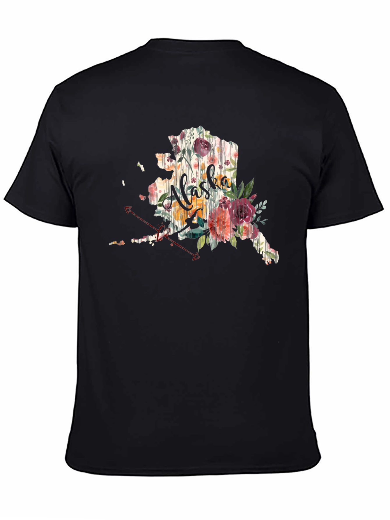 Floral Alaska Graphic Tee - Unisex Black T-Shirt