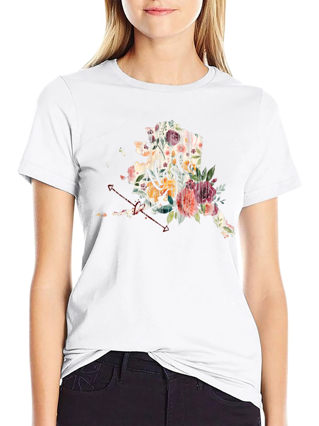 Floral Alaska Graphic Tee - Unisex Black T-Shirt