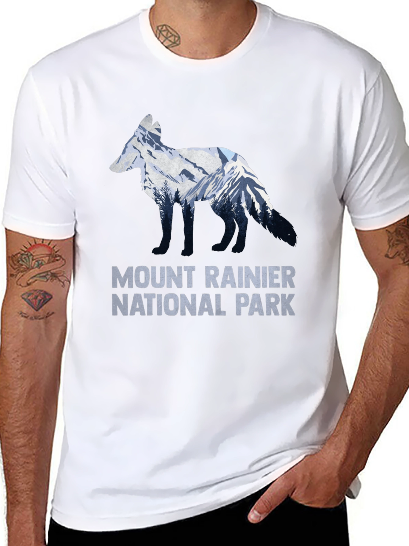 Mount Rainier National Park Fox Graphic T-Shirt