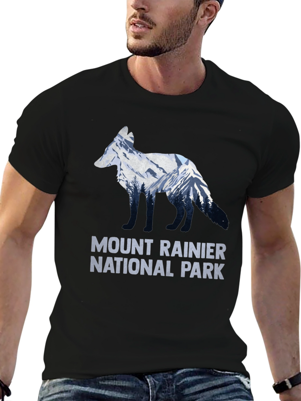 Mount Rainier National Park Fox Graphic T-Shirt
