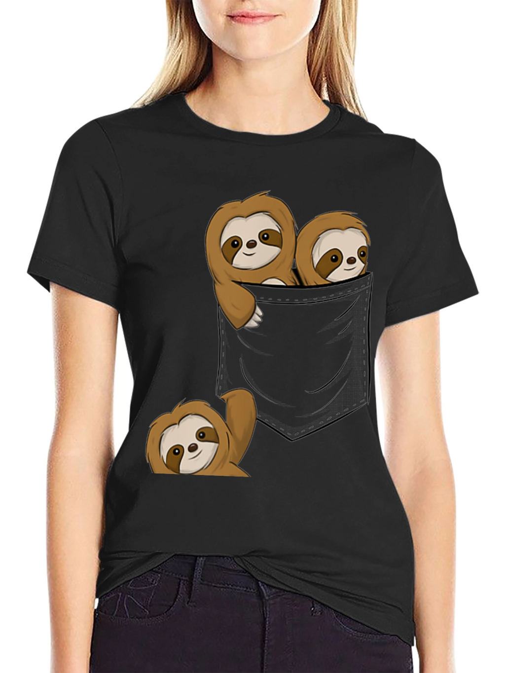 Sloth Pocket T-Shirt - Cute Animal Graphic Tee