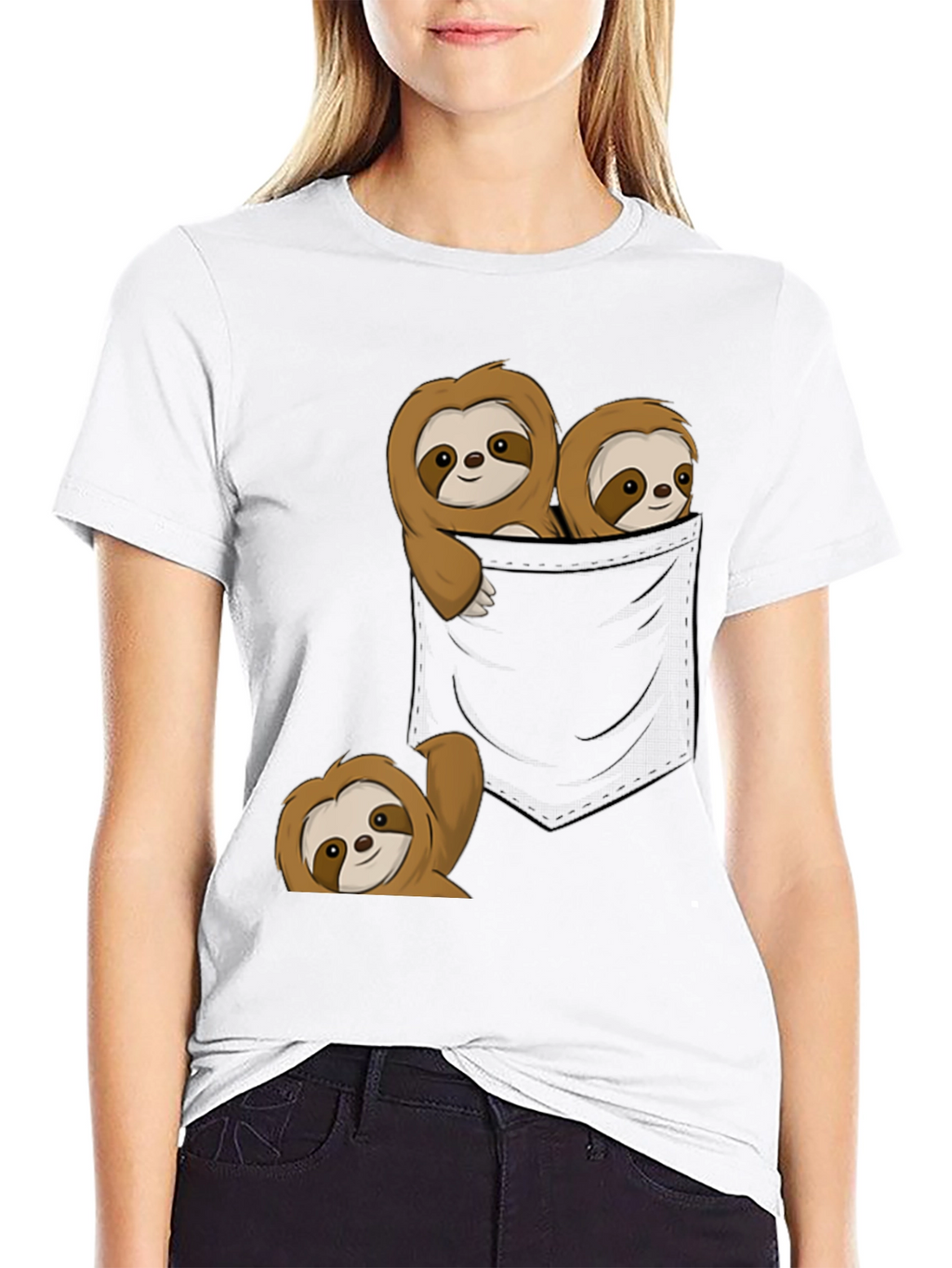 Sloth Pocket T-Shirt - Cute Animal Graphic Tee