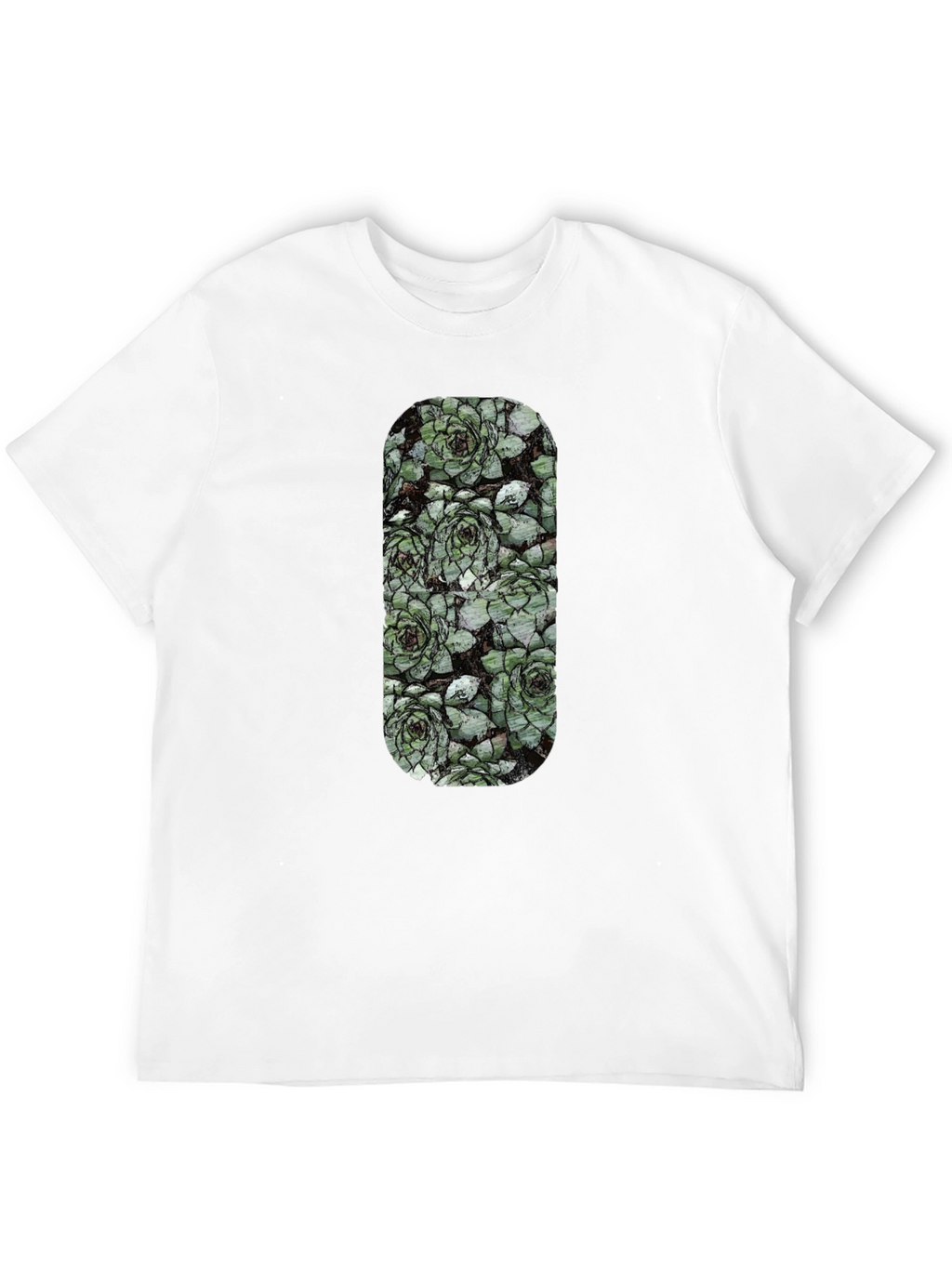 Succulent Print Black T-Shirt