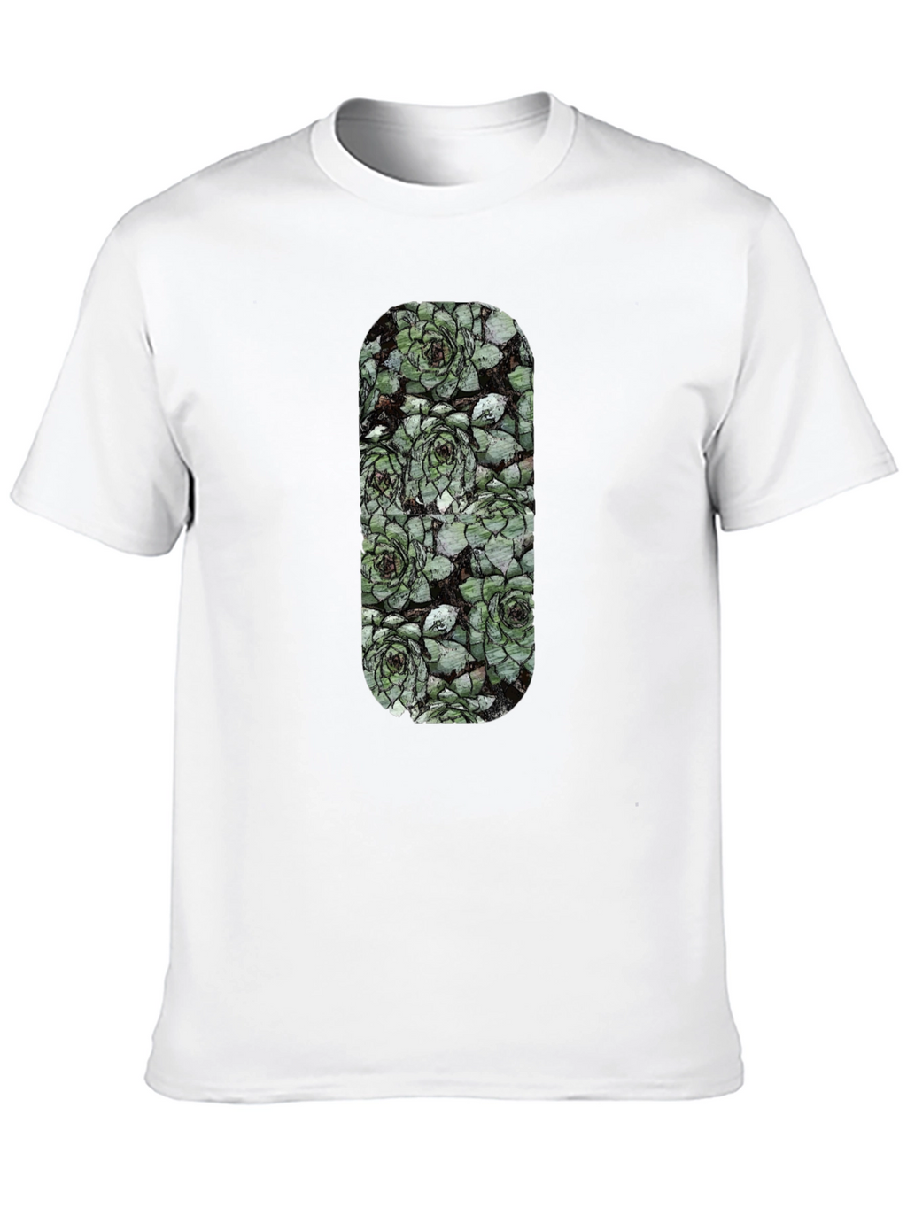 Succulent Print Black T-Shirt