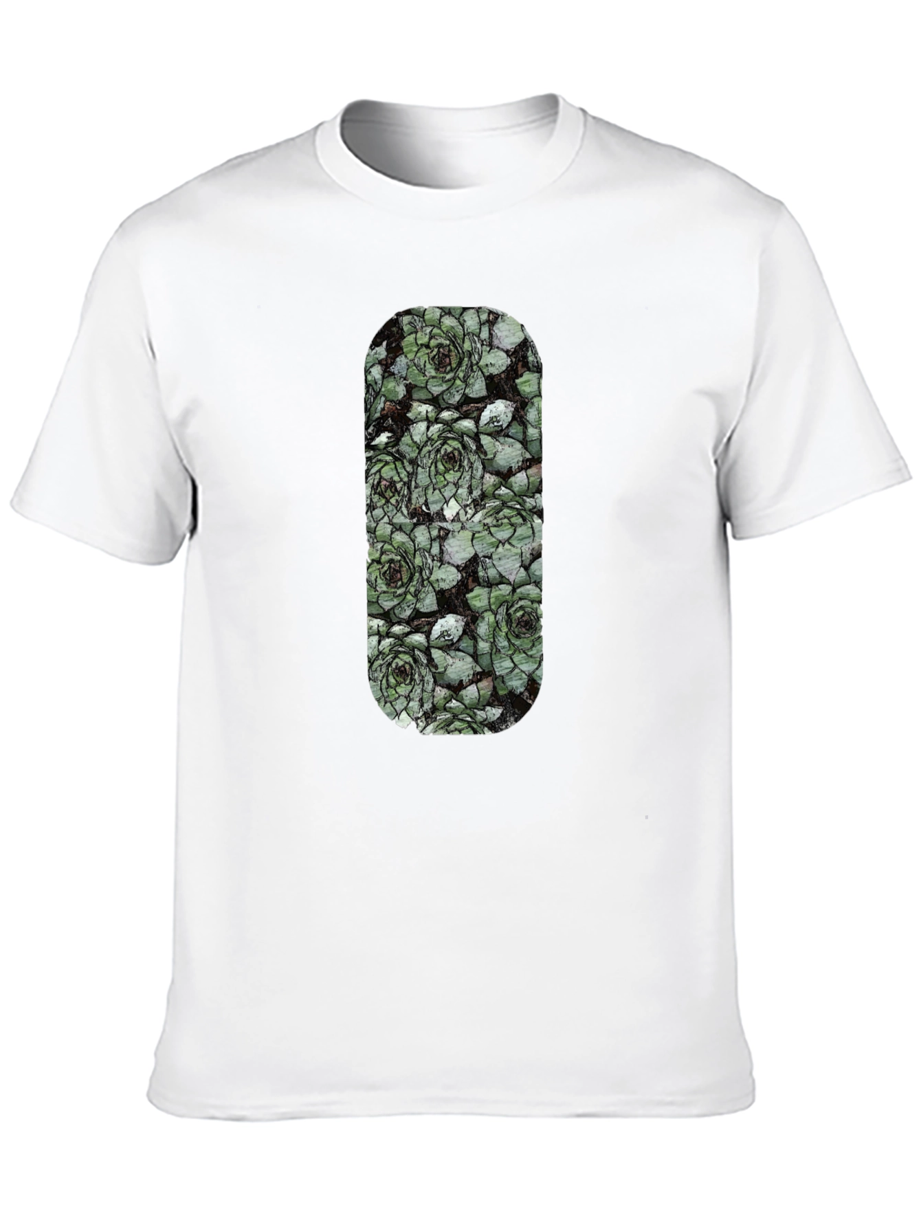 Succulent Print Black T-Shirt