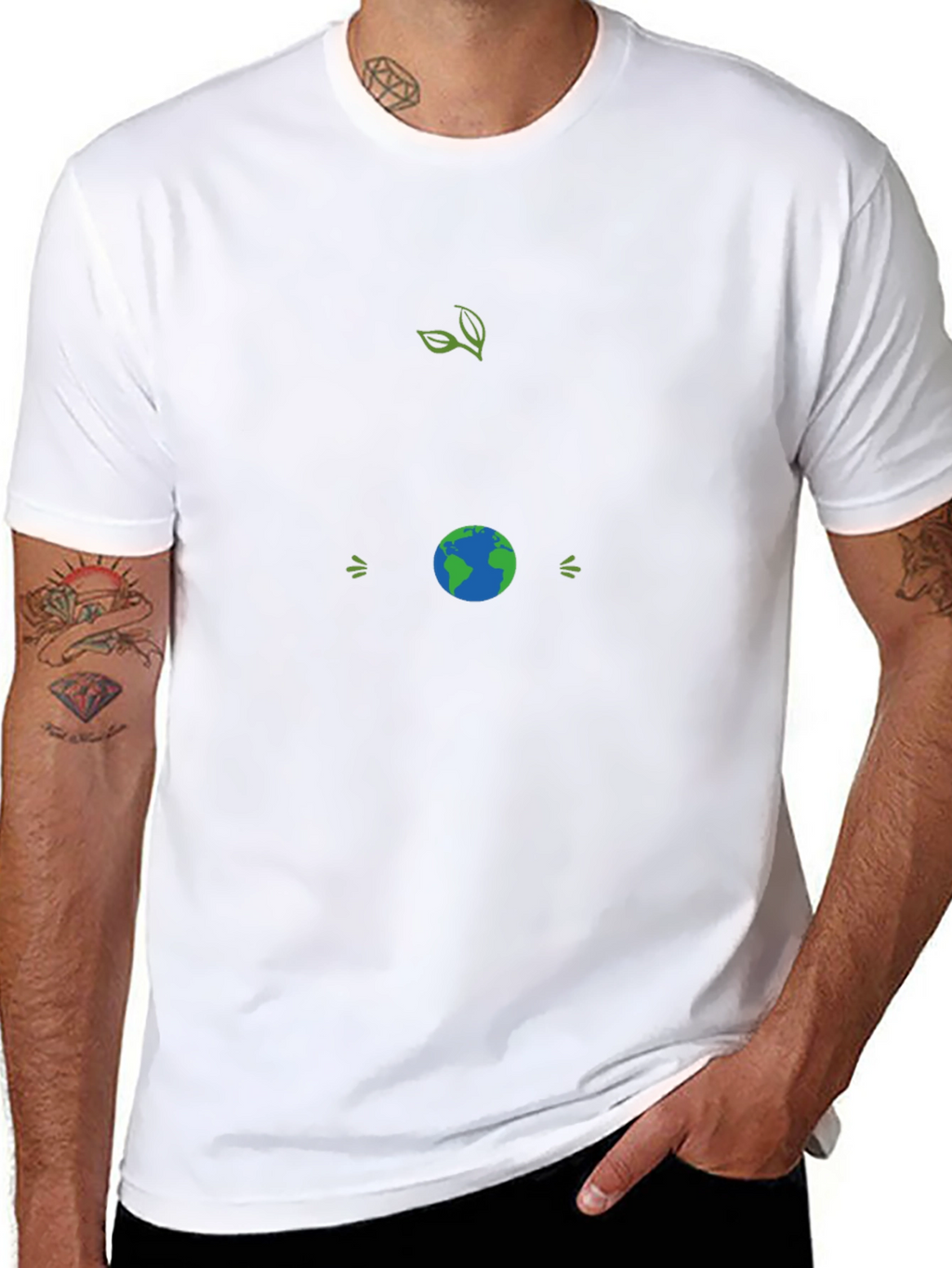 Eco-Friendly Black T-Shirt with Earth Graphic