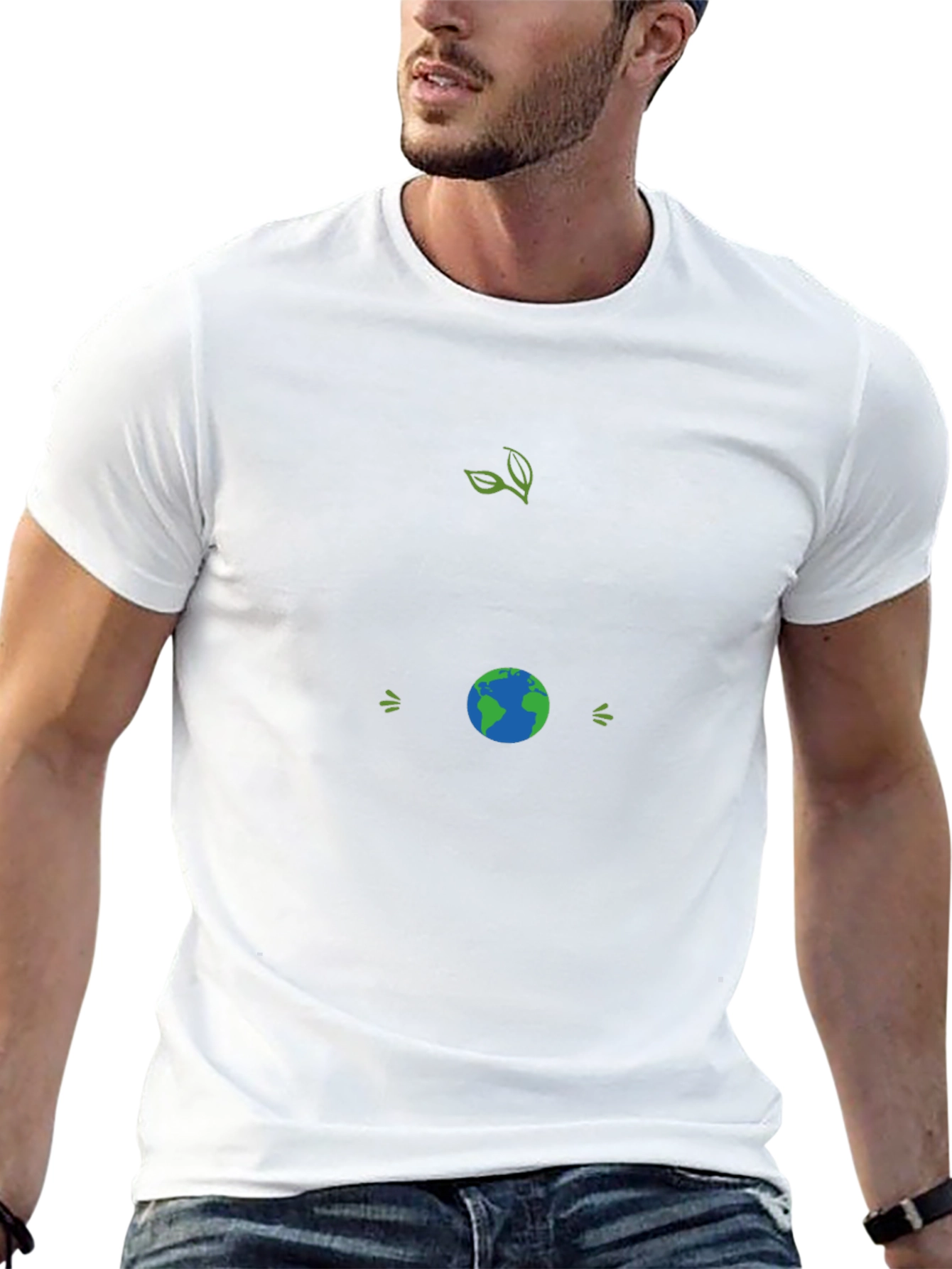 Eco-Friendly Black T-Shirt with Earth Graphic