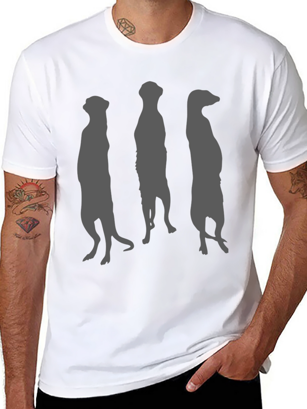 Meerkat Silhouette Graphic Tee - Black